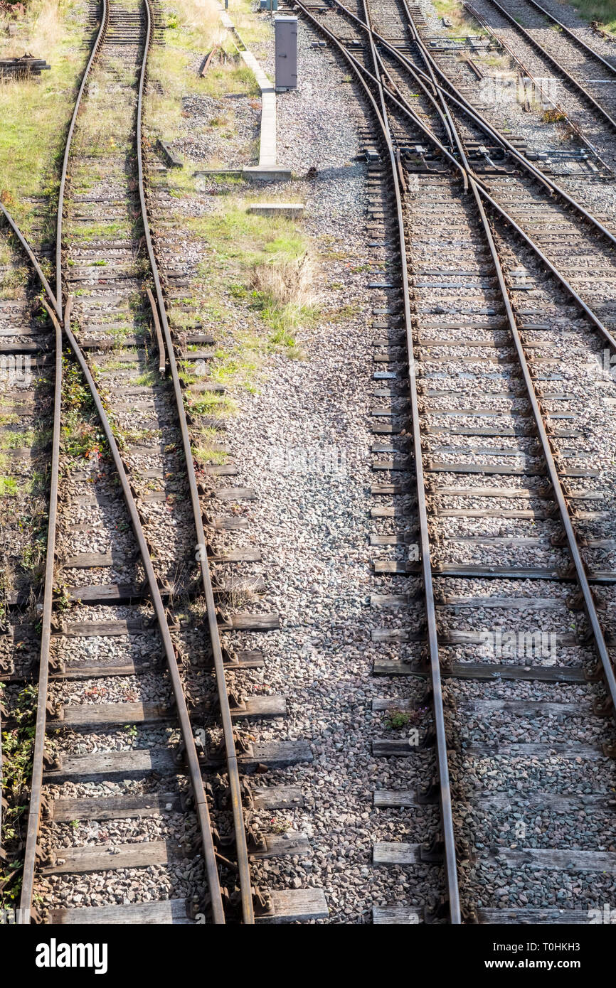 Les voies de chemin de fer, Lancashire, England, UK Banque D'Images