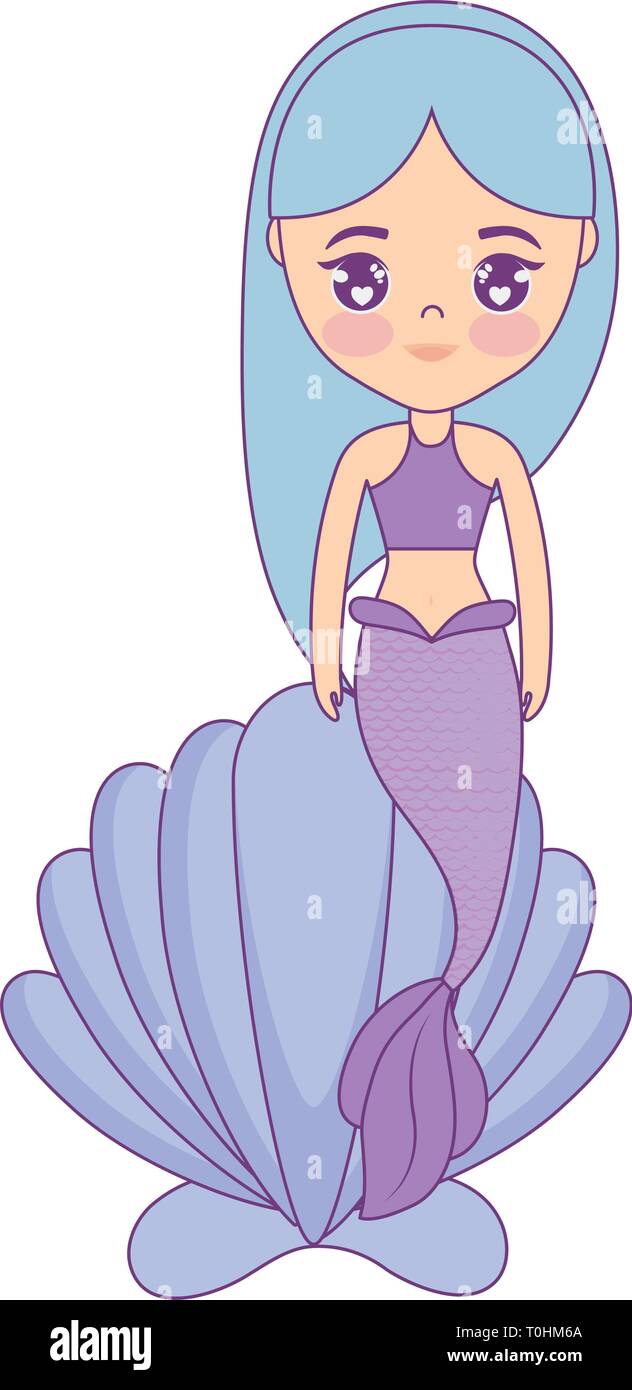 Cute mermaid assis dans un coquillage vector illustration design Illustration de Vecteur