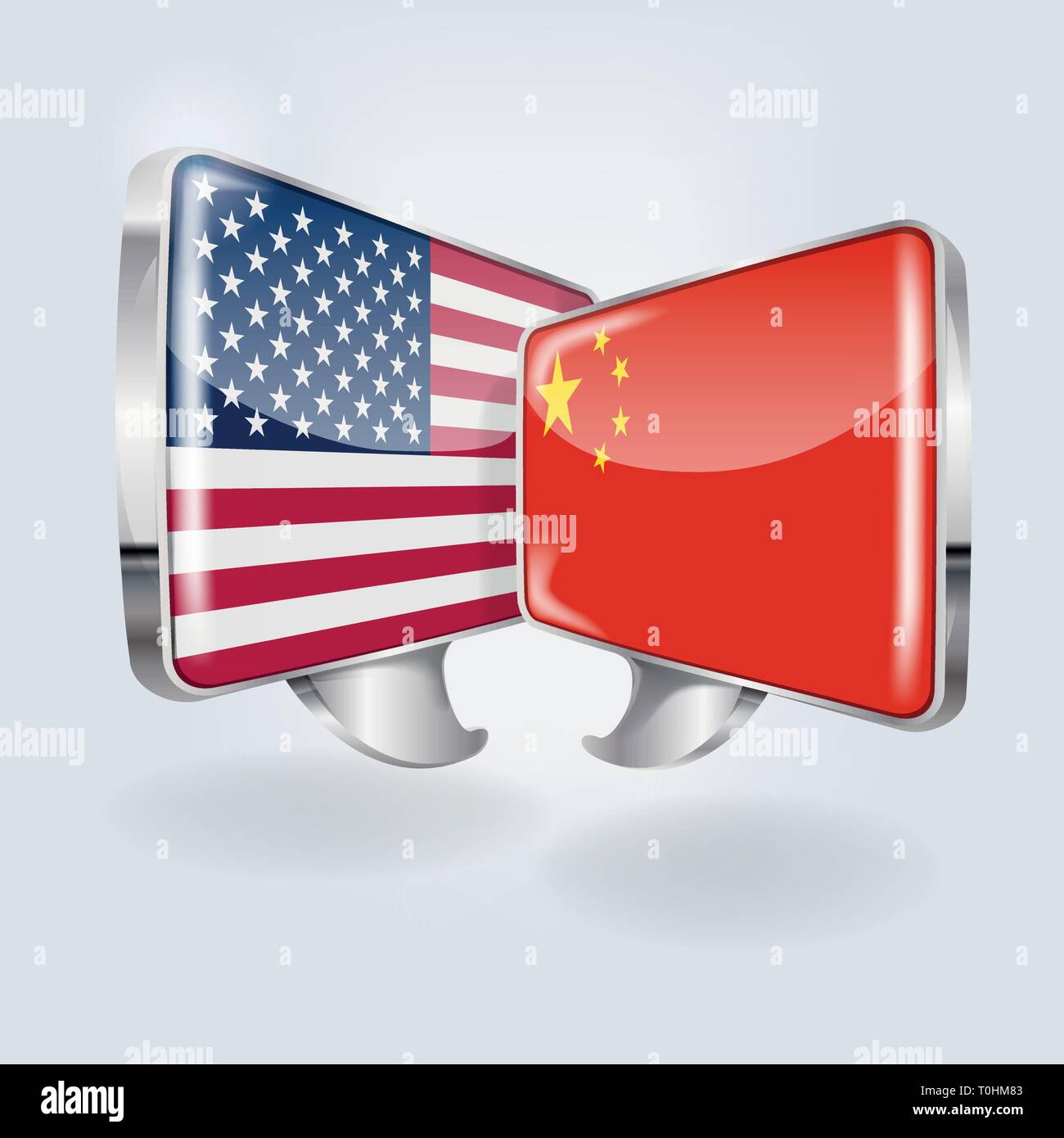 Bulles et discours en chinois et américains Illustration de Vecteur