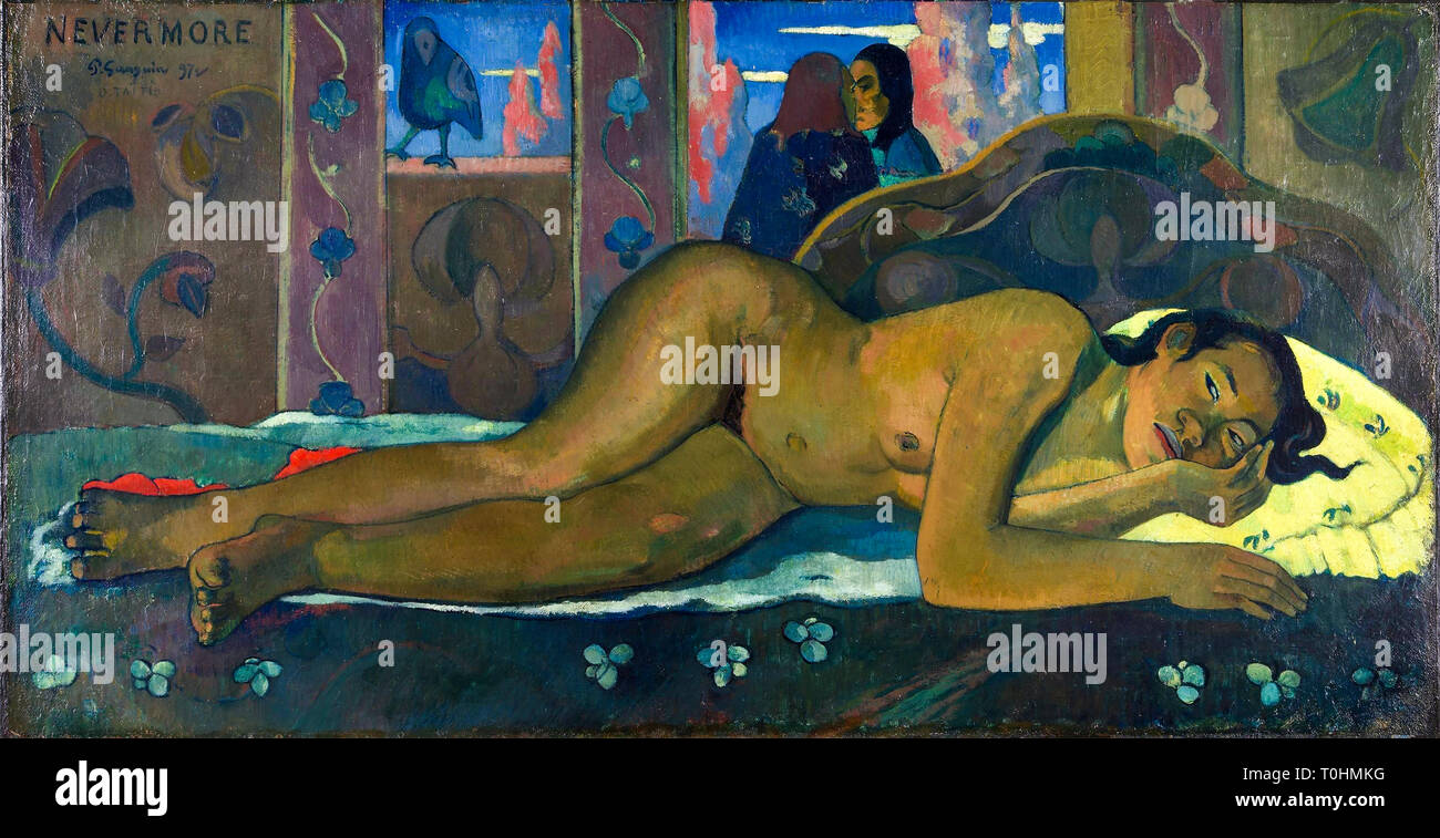 Paul Gauguin, Nevermore, peinture post-impressionniste, 1897 Banque D'Images