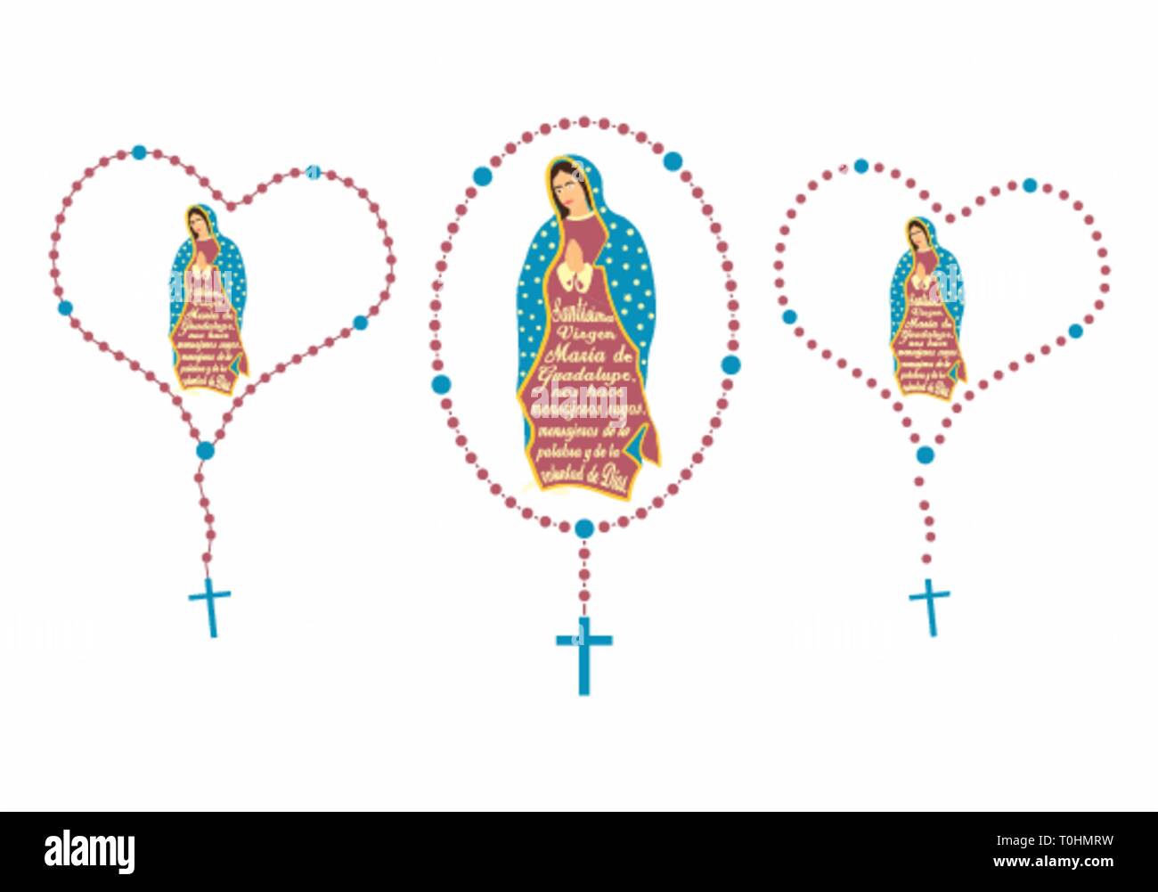 Notre Dame de Guadalupe et rosaire. Illustration de Vecteur