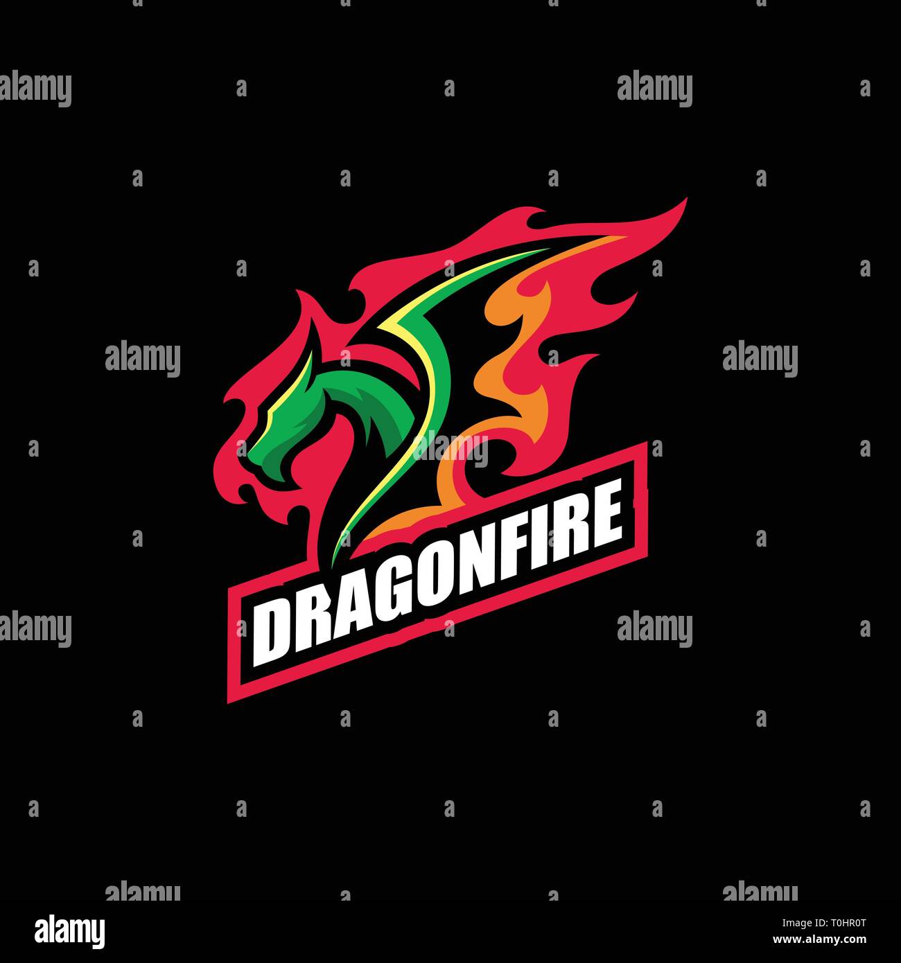 Abstract Fire Dragon vector illustration modèle. Convient pour l'industrie créative, multimédia, animation, formation, boutique, et toutes les Illustration de Vecteur