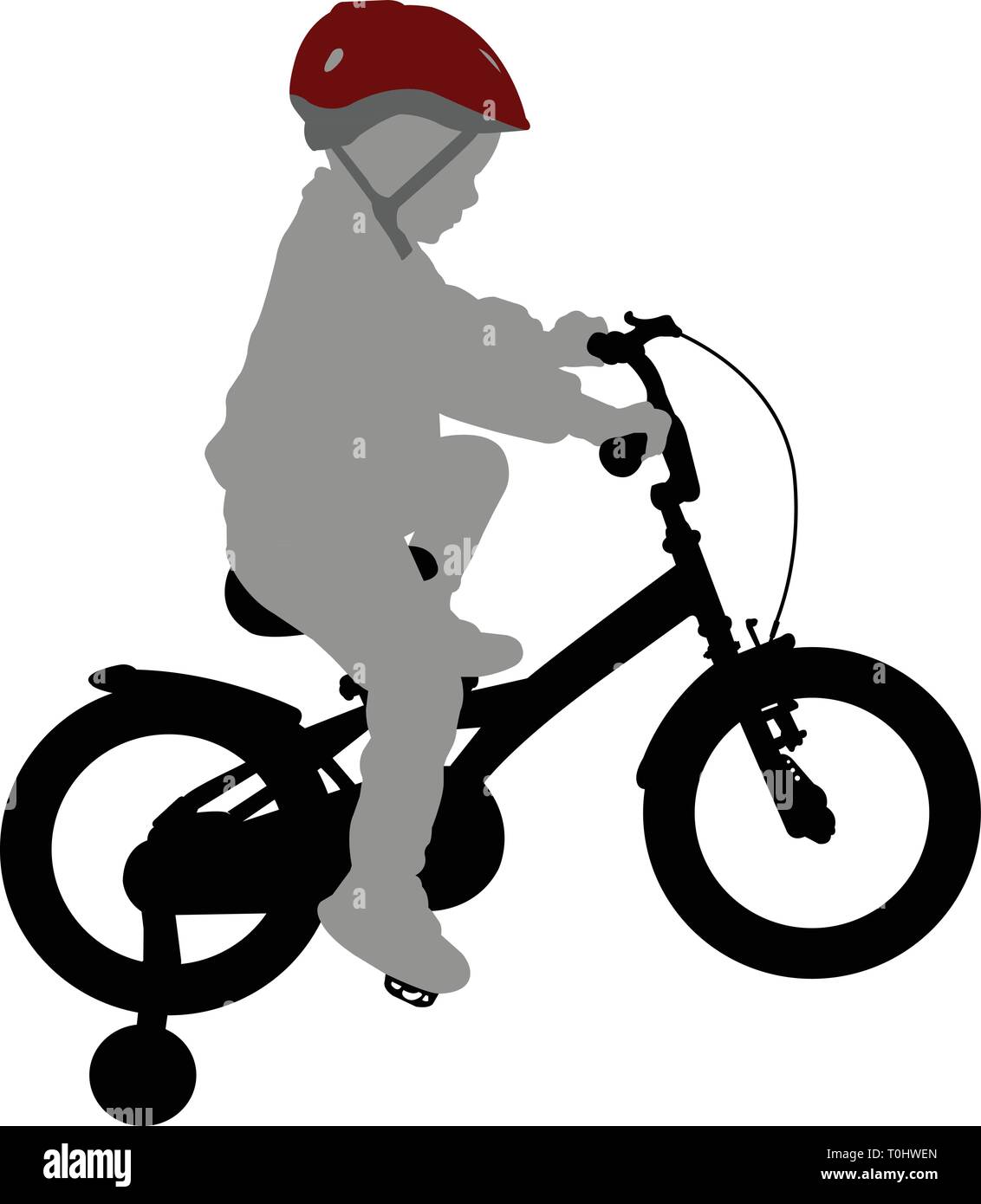 Little Boy riding bicycle silhouette haute qualité - vector Illustration de Vecteur