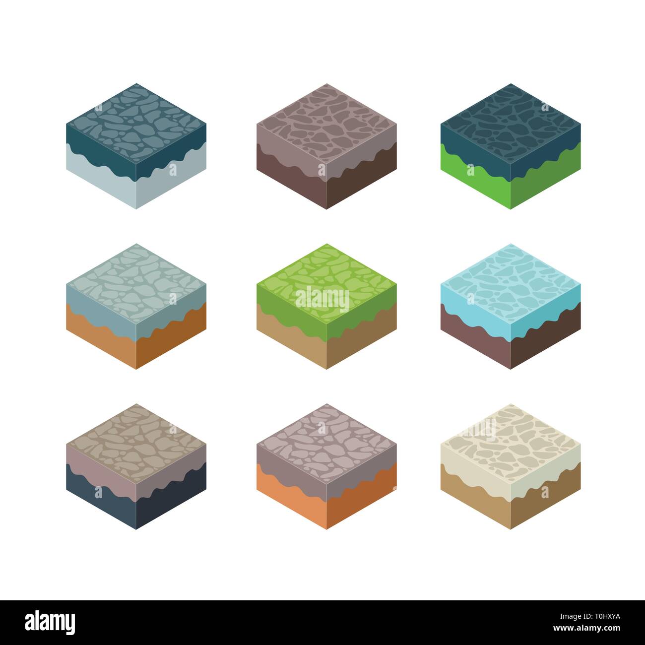 Un ensemble de terrain isométrique Illustration de Vecteur