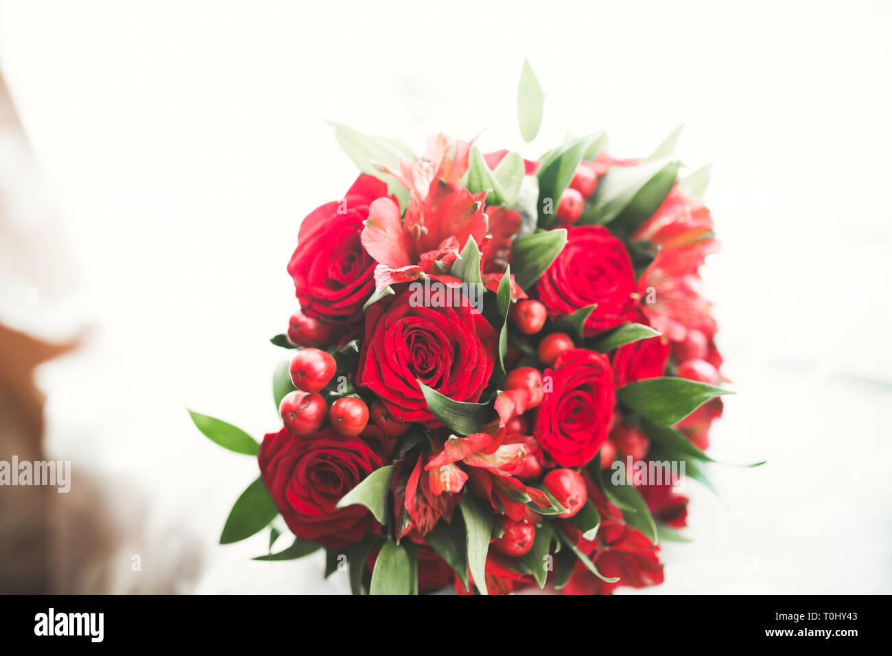 Luxe magnifique mariage bouquet de fleurs différentes. Banque D'Images