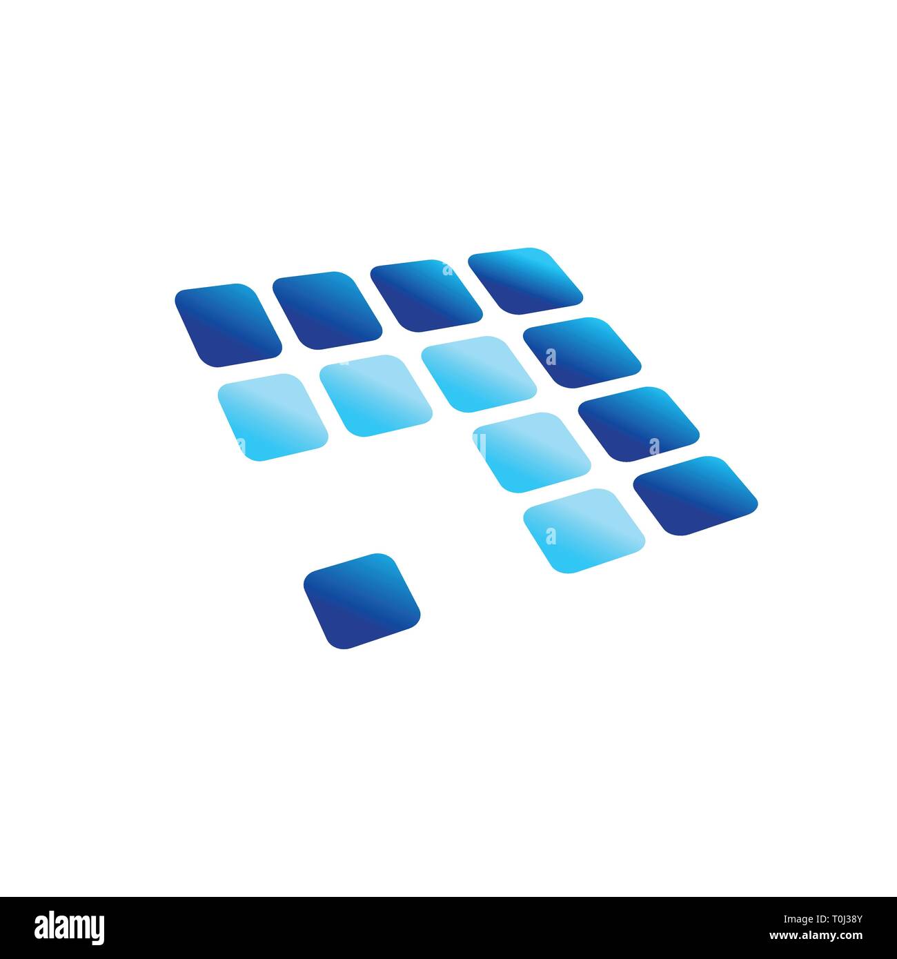 Flèche bleue panneau numérique blocs arrondis symbole vecteur modèle de conception de logo graphique Illustration de Vecteur
