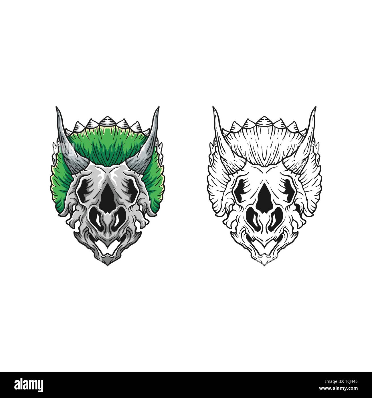 Dino Crâne Concept illustration vector modèle. Convient pour l'industrie créative, multimédia, animation, formation, boutique, et tous les b Illustration de Vecteur