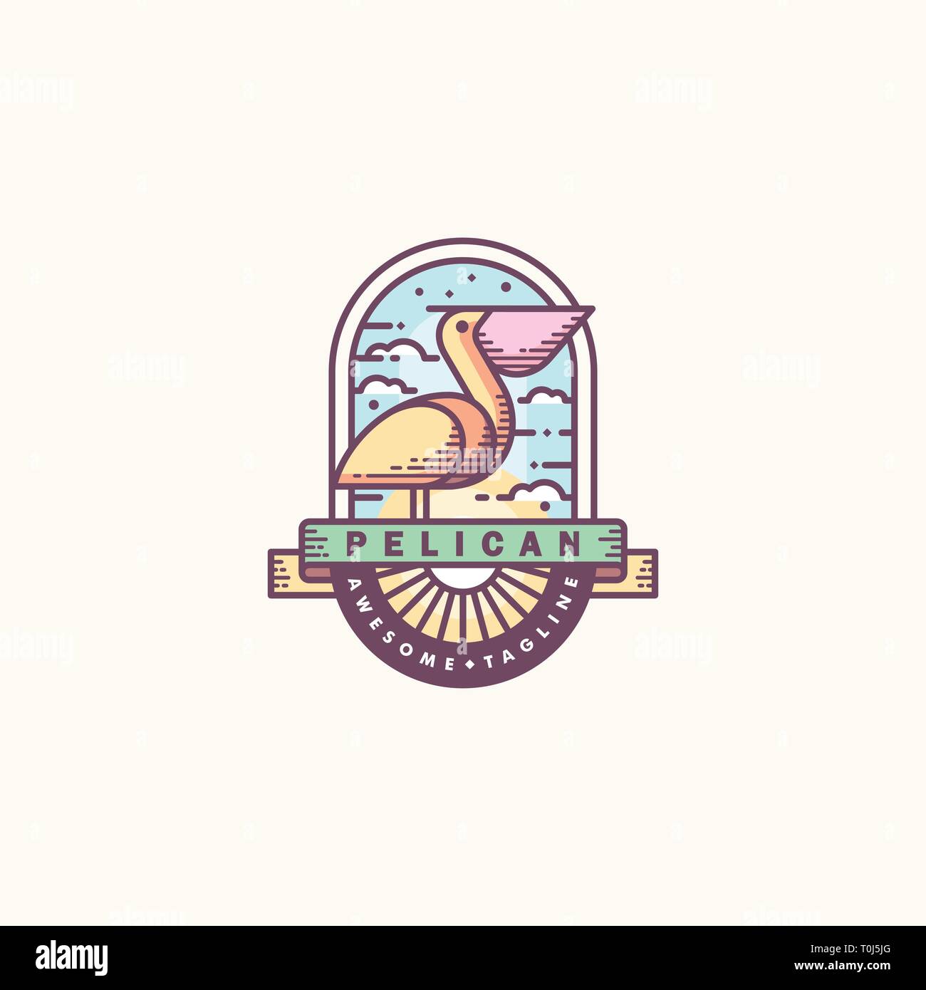 L'art de la ligne Pelican vecteur illustration modèle. Convient pour l'industrie créative, multimédia, animation, formation, boutique, et des bus Illustration de Vecteur