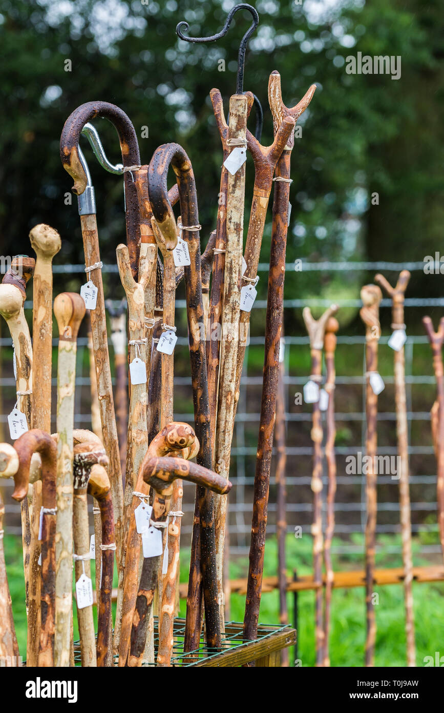 Des bâtons de marche sculpté. Banque D'Images