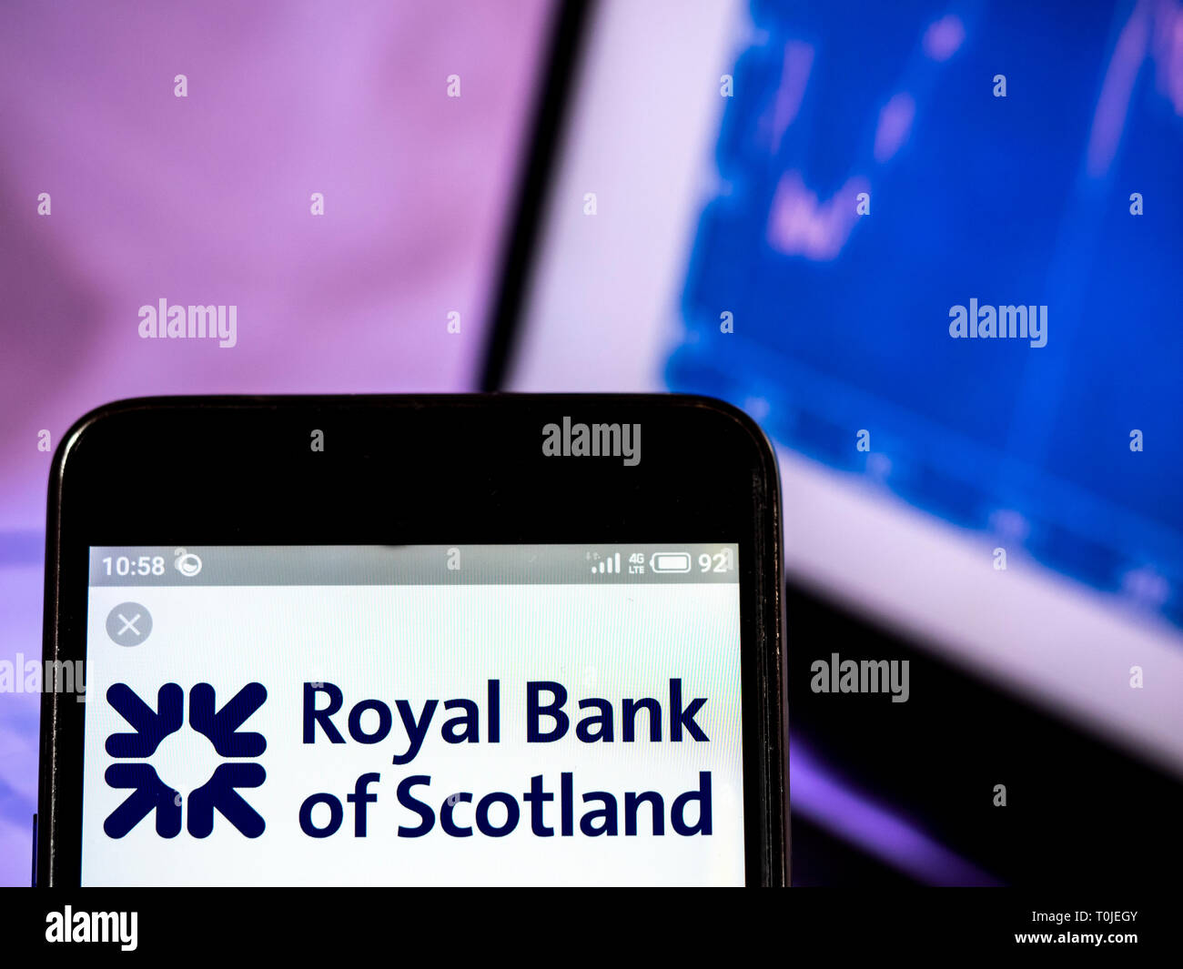 La Royal Bank of Scotland plc logo de l'entreprise vu affichée sur téléphone intelligent. Banque D'Images