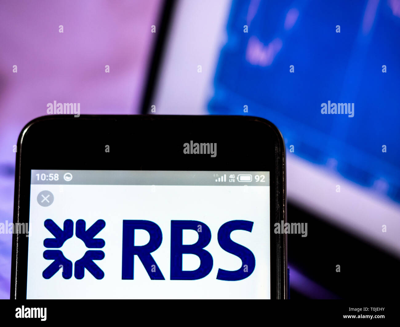 La Royal Bank of Scotland plc logo de l'entreprise vu affichée sur téléphone intelligent. Banque D'Images