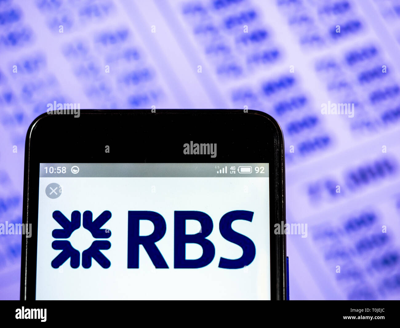La Royal Bank of Scotland plc logo de l'entreprise vu affichée sur téléphone intelligent. Banque D'Images