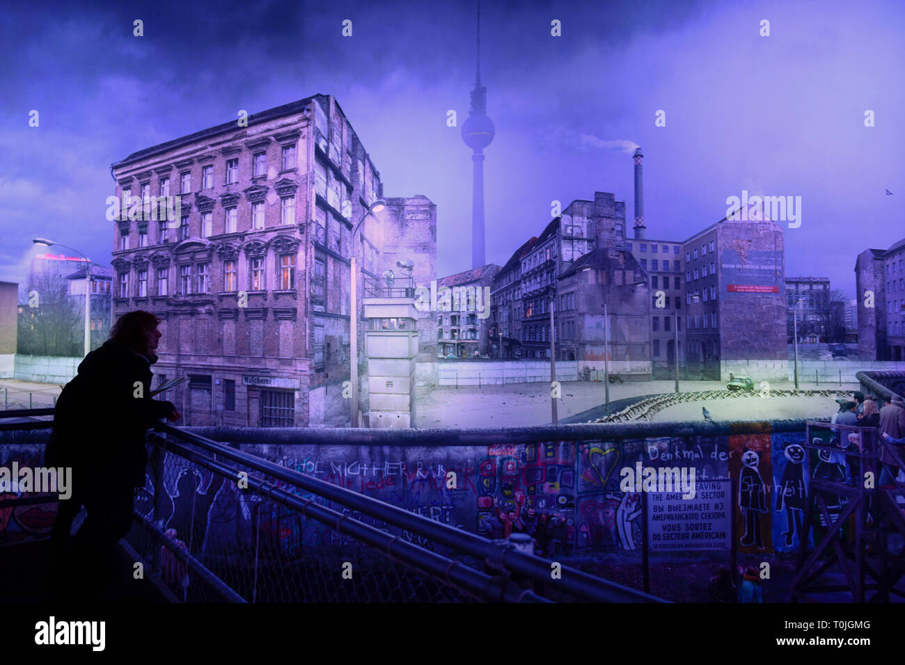 Yadegar Asisi panorama, 'le remblai de Berlin', Zimmerstrasse, milieu, Berlin, Allemagne, Yadegar Asisi Panorama, "Le Mur de Berlin", Mitte, Deutschland Banque D'Images