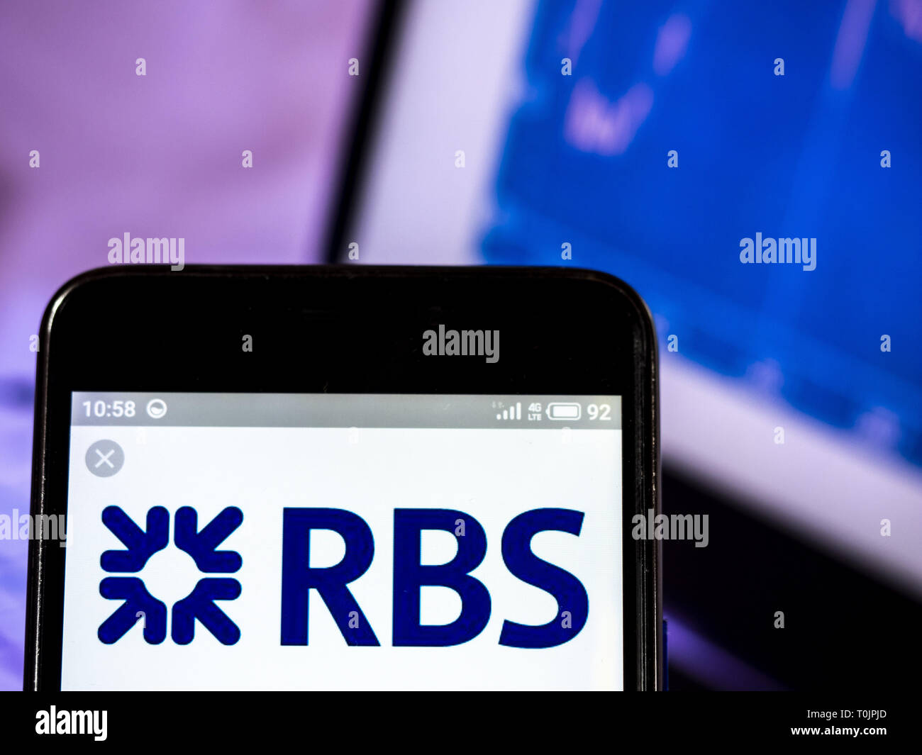 L'Ukraine. Mar 20, 2019. La Royal Bank of Scotland plc logo de l'entreprise vu affichée sur un téléphone intelligent. Crédit : Igor Golovniov SOPA/Images/ZUMA/Alamy Fil Live News Banque D'Images