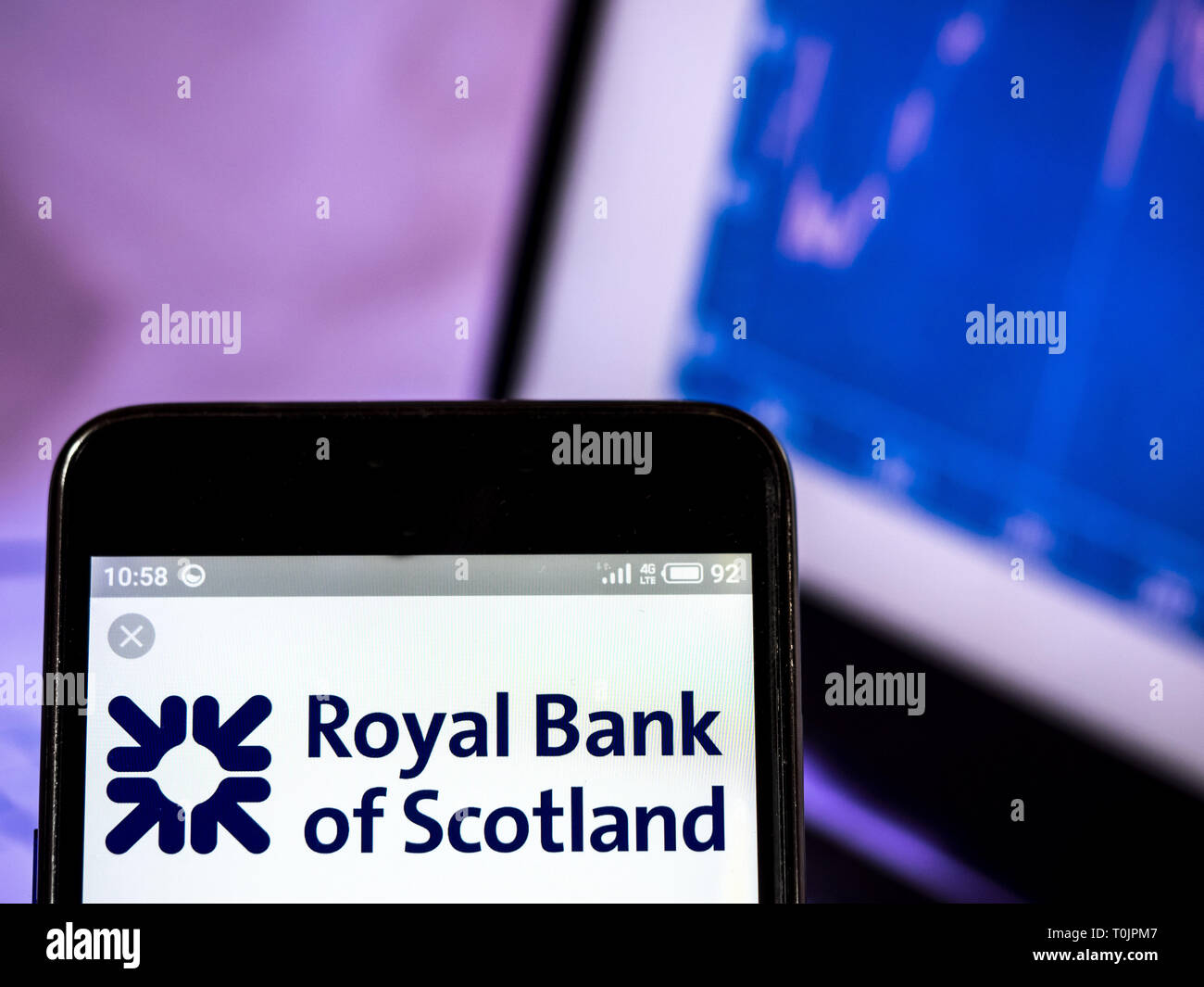 L'Ukraine. Mar 20, 2019. La Royal Bank of Scotland plc logo de l'entreprise vu affichée sur un téléphone intelligent. Crédit : Igor Golovniov SOPA/Images/ZUMA/Alamy Fil Live News Banque D'Images