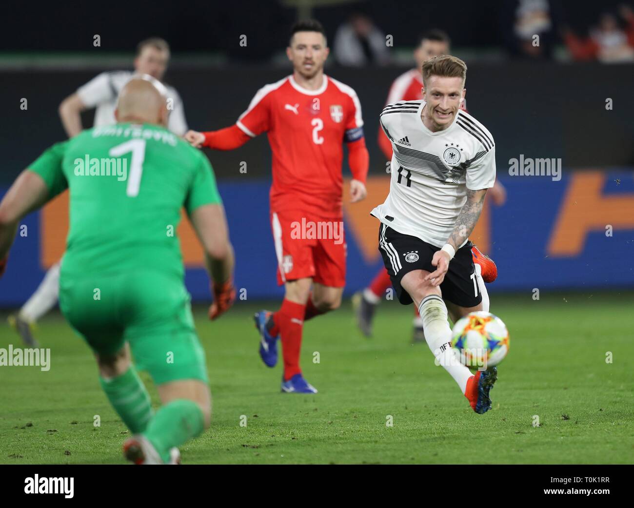 Wolfsburg, Allemagne. Mar 21, 2019. firo : 20.03.2019, Football, 2018/2019, Landerspiel : Équipe nationale : Allemagne - Serbie 1 : 1 Marco Reus | Conditions de crédit dans le monde entier : dpa/Alamy Live News Banque D'Images