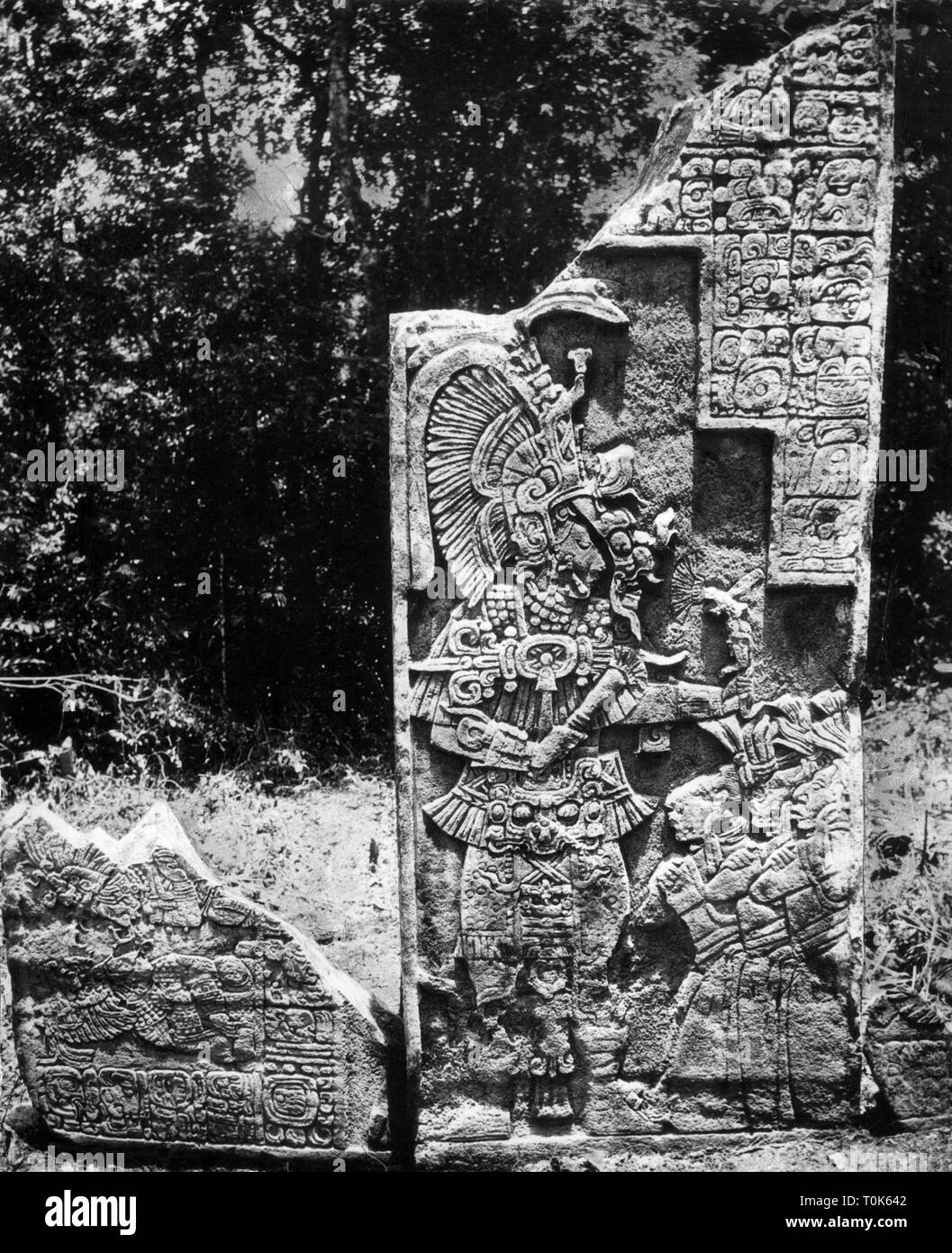 Géographie / voyage, Mexique, Yaxchilan, ville maya, ruines du temple, détail : la stèle 11, 1960 Additional-Rights Clearance-Info-Not-Available- Banque D'Images