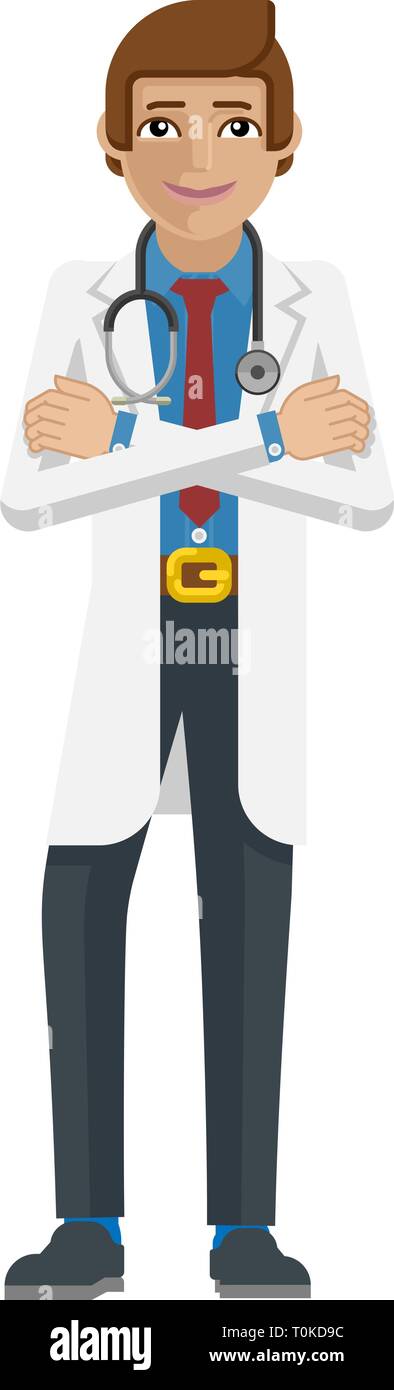 Jeune médecin Cartoon Mascot Illustration de Vecteur