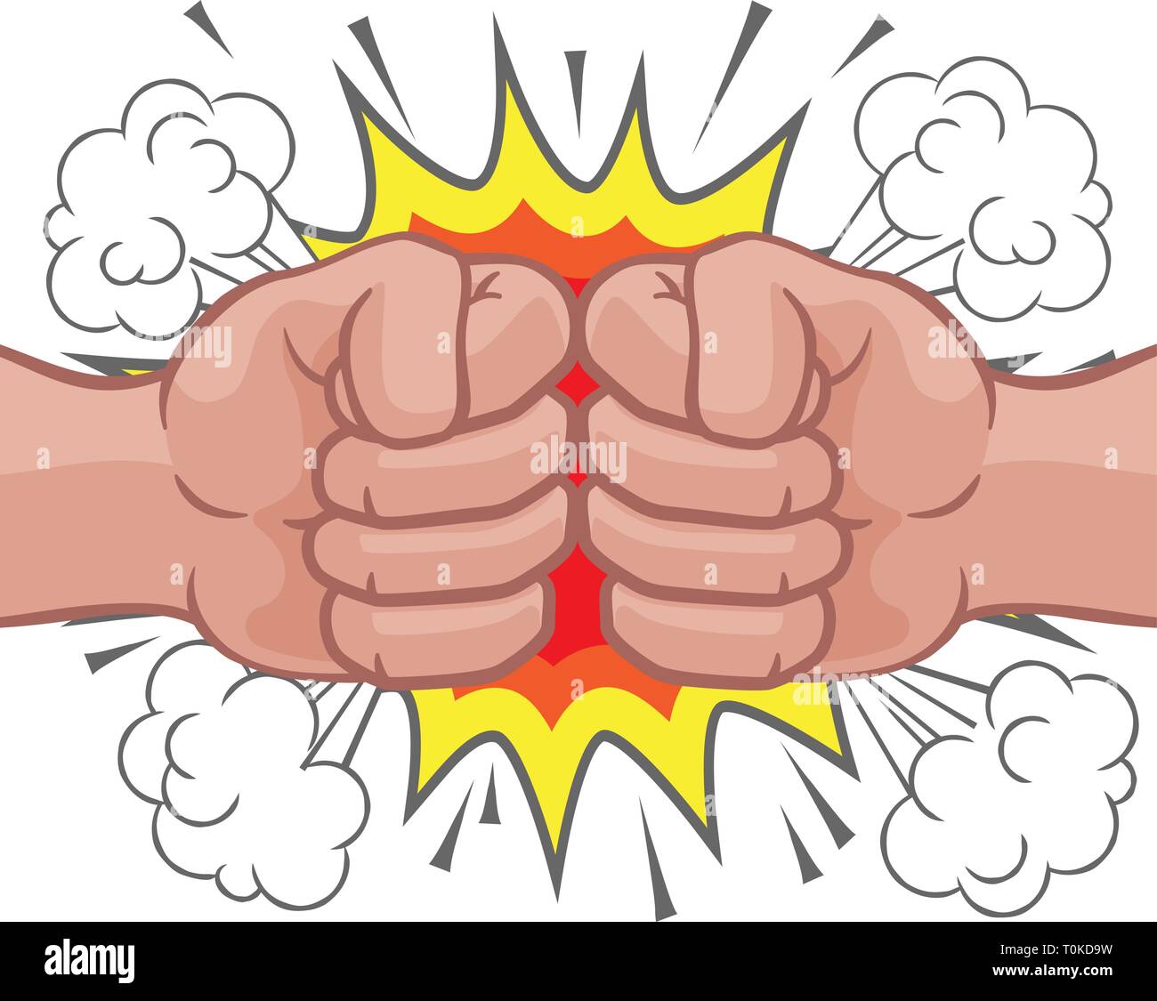 Fist Bump Explosion mains Punch Cartoon Illustration de Vecteur