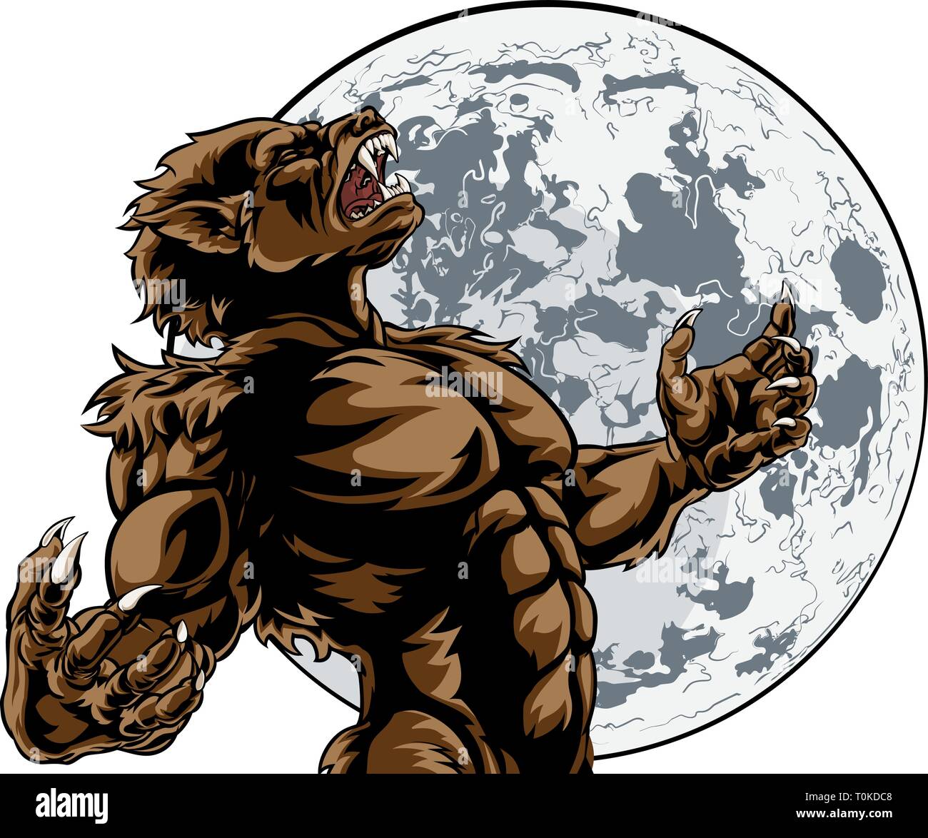 Pleine lune Howling Werewolf Monster Illustration de Vecteur