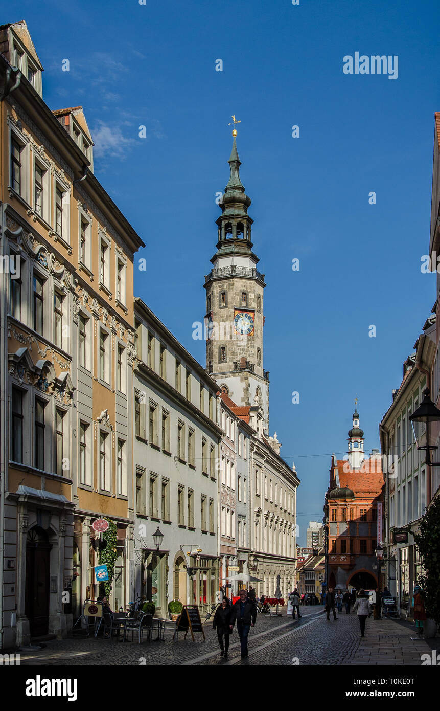 La ville la plus à Görlitz en Allemagne est une ville avec beaucoup d'expérience. La ville est située sur la Neisse de Lusace, en Saxe. Banque D'Images