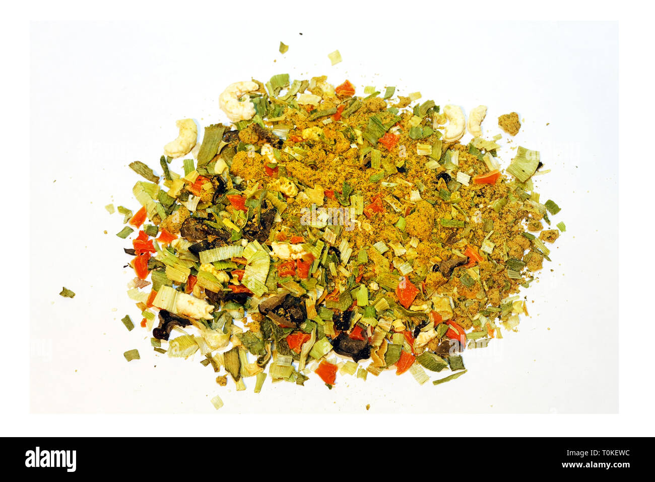 Légumes secs ingrédients pour soupe instantanée vert Banque D'Images