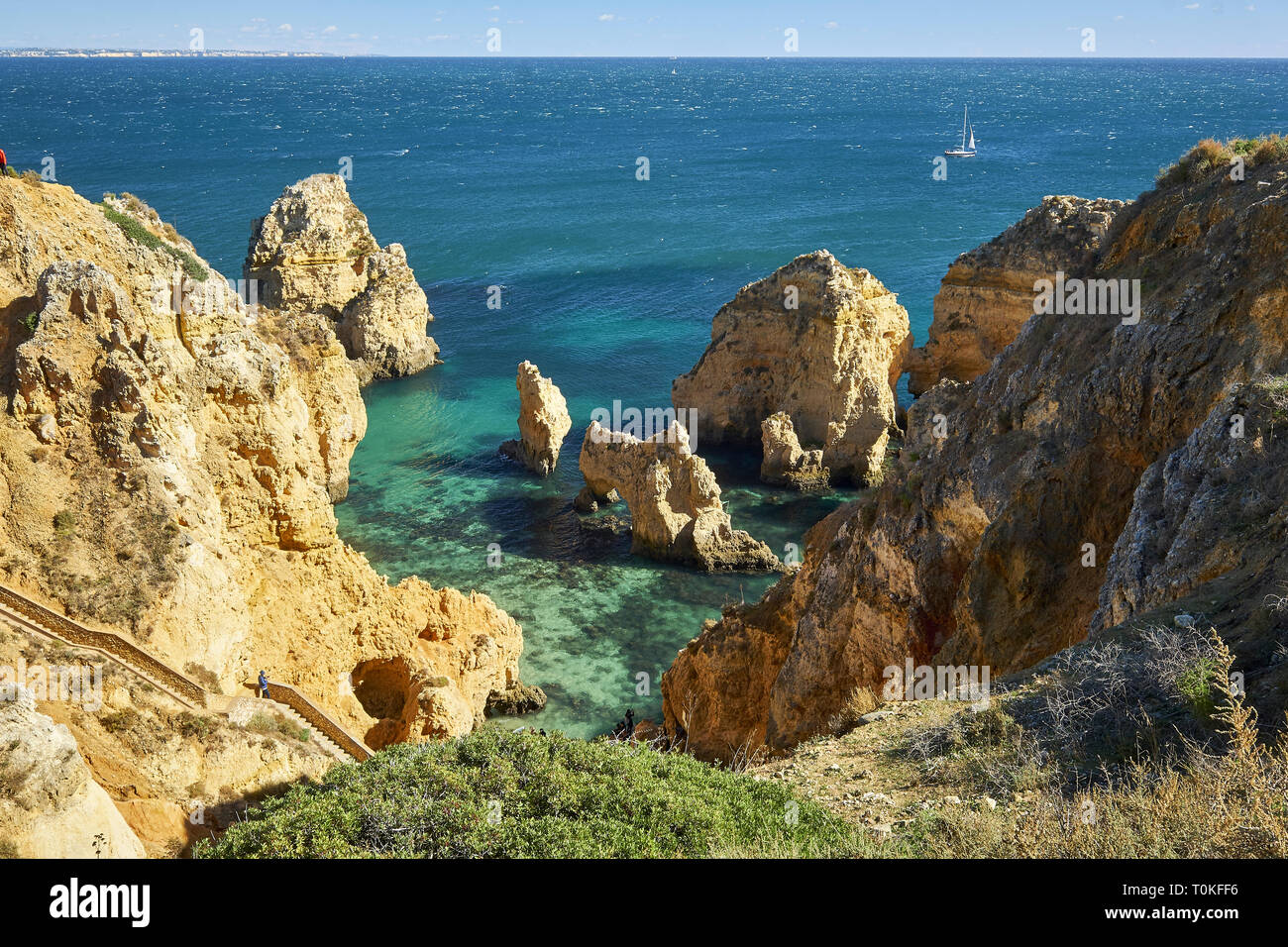 Côte Rocheuse à Ponta da Piedade près de Lagos, Algarve, Faro, Portugal Banque D'Images