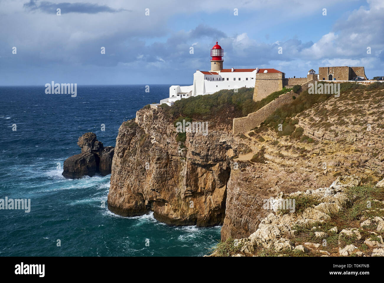 Phare de Cabo de Sao Vicente, près de Sarges Algarve, Faro, Portugal Banque D'Images