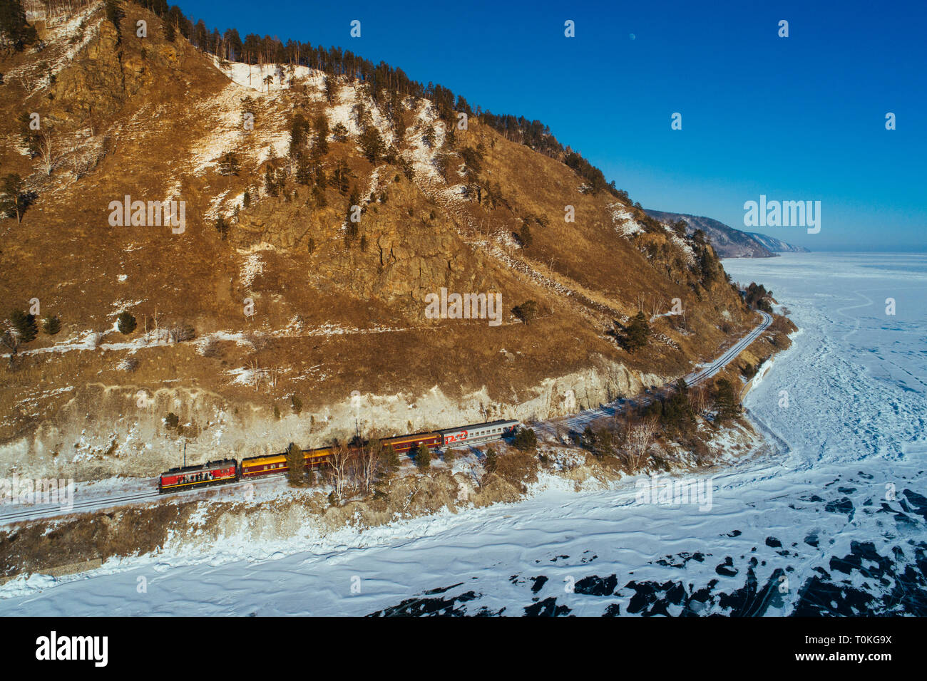 Chemin de fer transsibérien, au lac Baïkal, Russie Banque D'Images