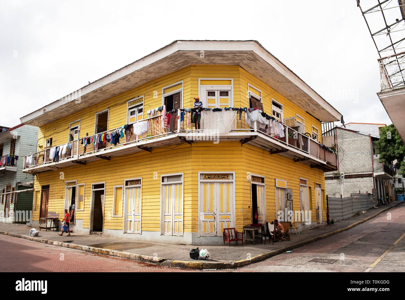 Immeuble résidentiel dans le Casco Viejo (vieille ville) : la ville historique de la ville de Panama, Panama. Oct 2018 Banque D'Images
