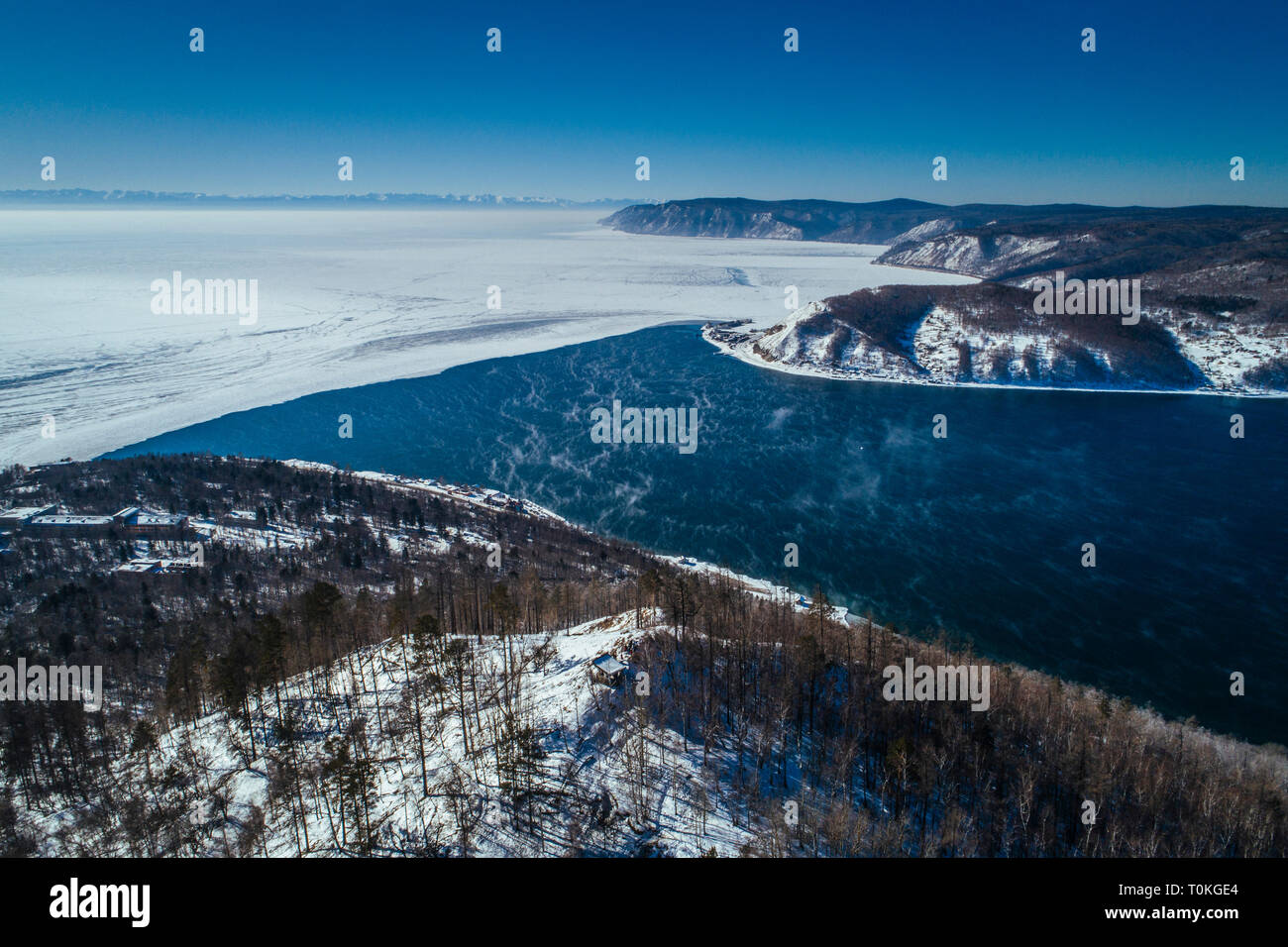Le lac Baïkal en hiver, Russie Banque D'Images