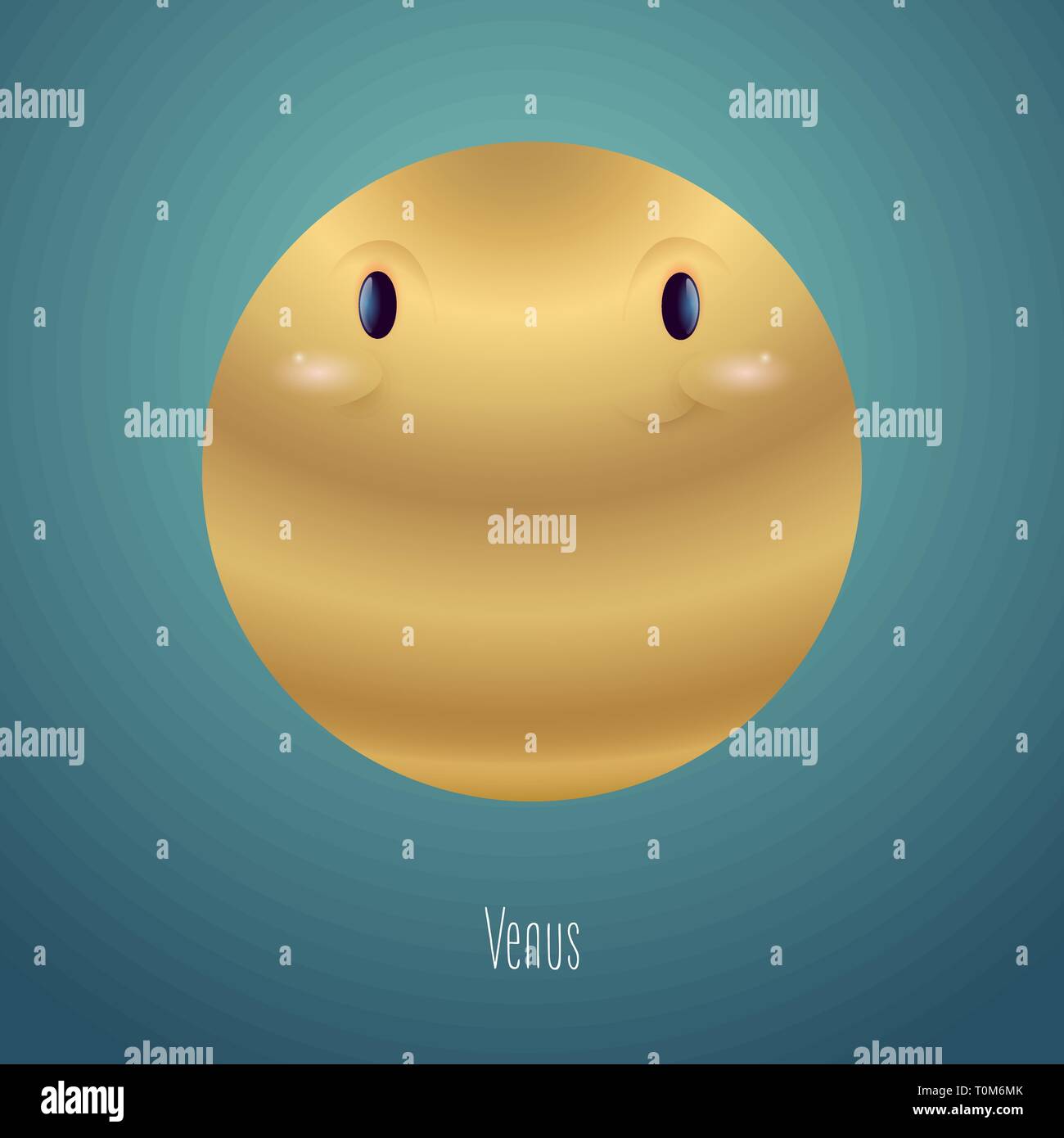 La planète Vénus dans l'arrière-plan de l'espace. Cute funny character Illustration de Vecteur