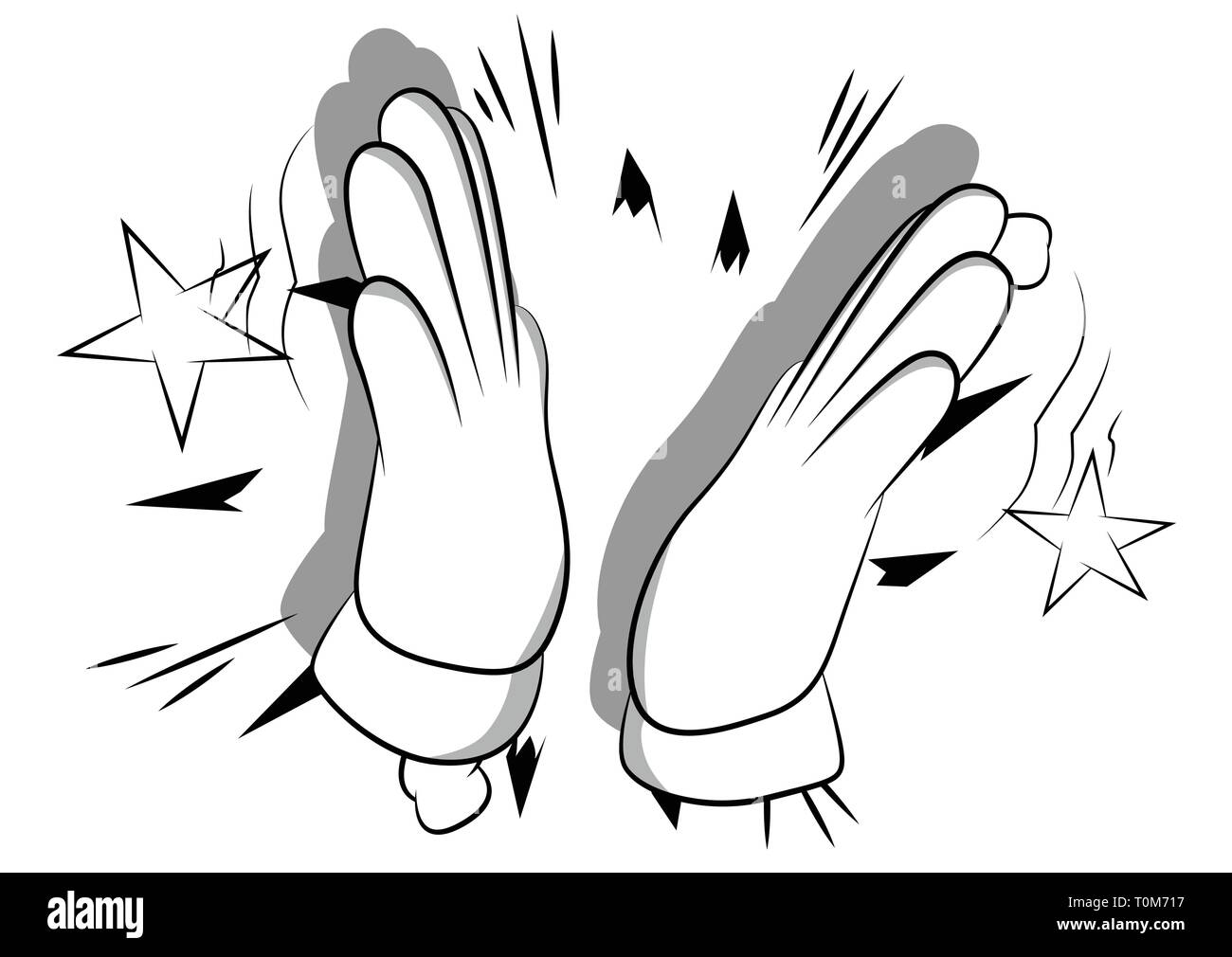 Vector cartoon hand clapping. Inscrivez-illustration sur fond de bande dessinée. Illustration de Vecteur