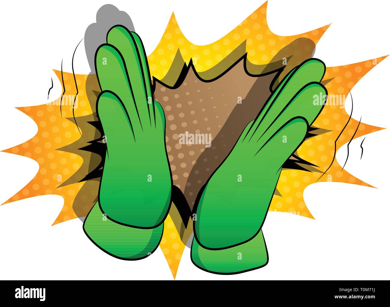 Vector cartoon hand clapping. Inscrivez-illustration sur fond de bande dessinée. Illustration de Vecteur