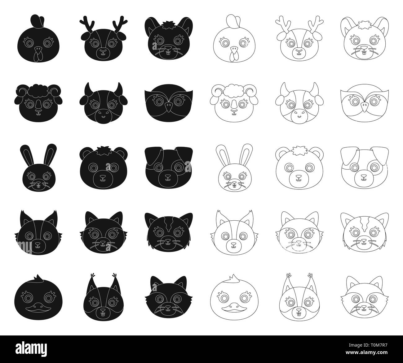 Animal,art,porter,bête,noir,oiseaux,plan,race,chat,collection,vache,cerf,design,chien,canards,faune,fox,drôle,poule,herbivore,illustration,logo,isolé,mammal,souris,museau,la nature,Animaux,chouette,porc,lapin,prédateur,raton laveur,Ram,set,signer,symbole d'écureuil,jouet,irréaliste,vecteur,web,wild,Wolf, vecteurs vecteur , Illustration de Vecteur