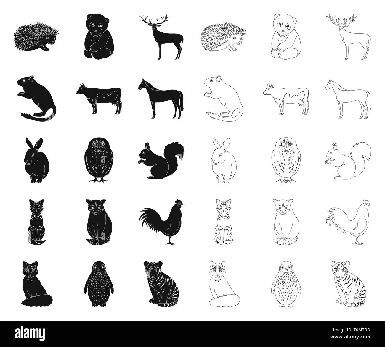 Animal,Animaux,noir,oiseaux,plan,race,chat,collection,vache,cerf,design,chien,ferme,fox,gerbille,hérisson herbivore,icon,illustration,logo,isolé,chouette,mammifère,panda,penguin,animal,predator,chiot,lapin,raton laveur,réaliste,coq,rongeurs,set,signer,ou,écureuil tigre,symbole vecteur,web,wild,zoo, vecteurs vecteur , Illustration de Vecteur