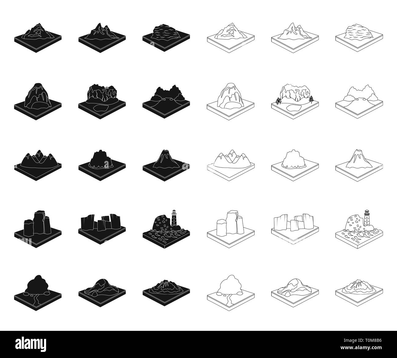 Apex,bay,Black,contours,boulder,collection,design,cratère,terre,glacier,grass,icon,illustration,isolé,lac,isométrique,terrain,vue,paysage,mise en page,lave phare,logo,massif,montagne,mer,, peak,secours,rivière,relievo,rock,mer,set,signer,pierre,coupe,stream,superficie,terrain,symbole,tour,topographie vecteur,végétation,volcan,web,onde,vecteurs vecteur , Illustration de Vecteur