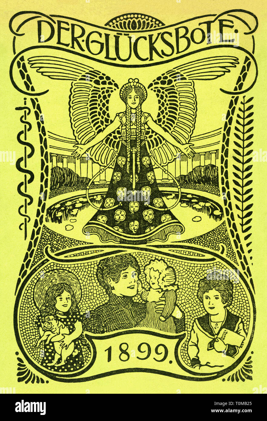 Calendrier, 'Der Gluecksbote', page de titre d'une réputation calendrier, Munich, Allemagne, 1899, Additional-Rights Clearance-Info-Not-Available- Banque D'Images