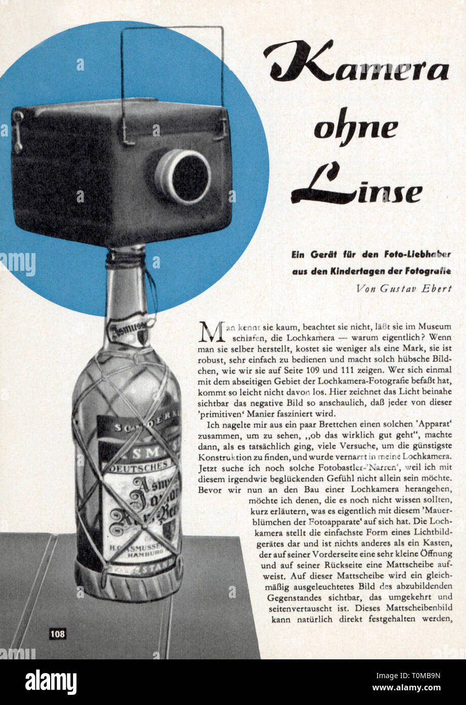 Presse/médias, magazines, 'passe-temps', article "Kamera ohne Linse" (appareil photo sans objectif), numéro 2, février 1957, Stuttgart, Additional-Rights Clearance-Info-Not-Available- Banque D'Images