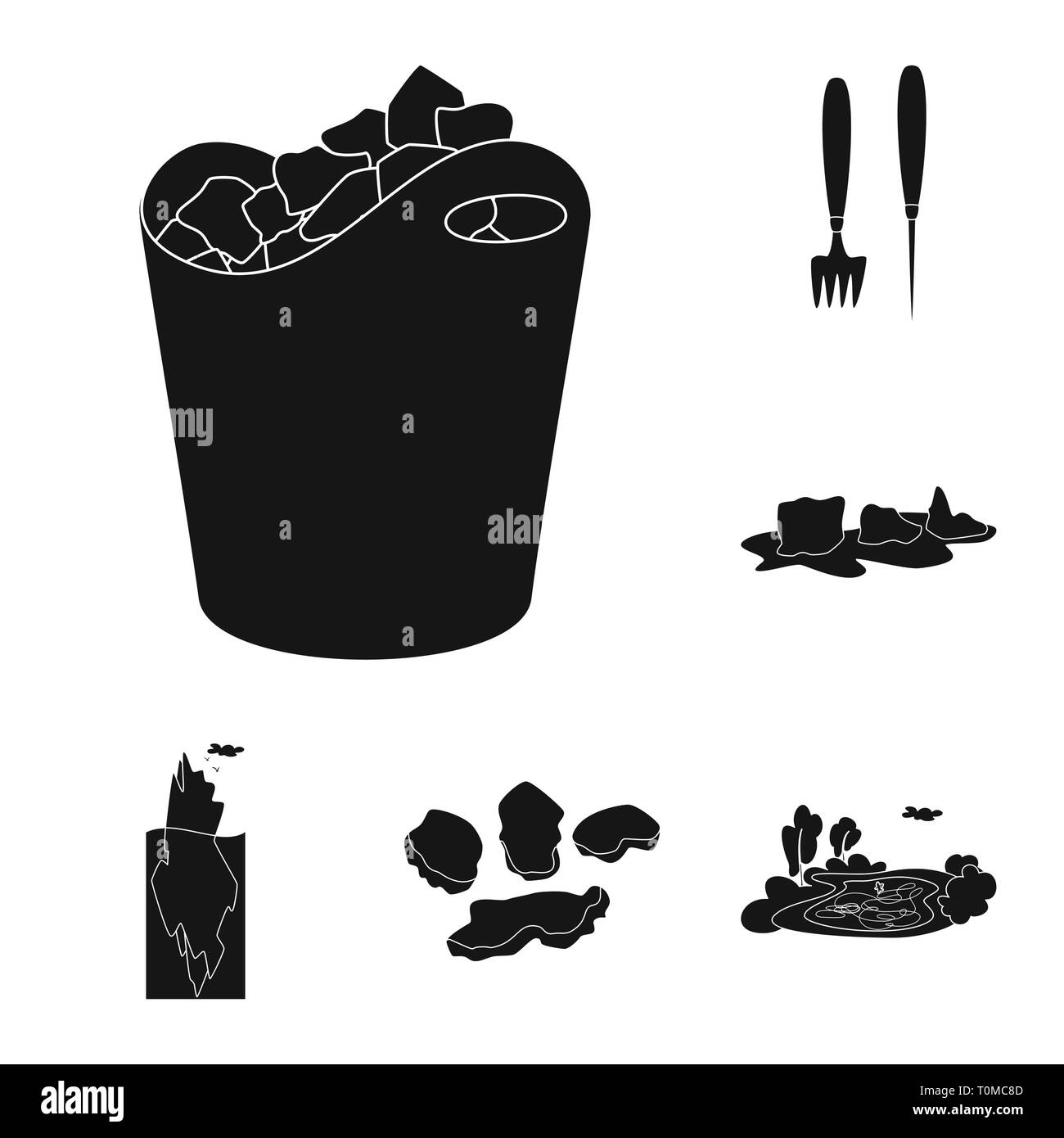 Couteau,benne,cube,éclats,iceberg,étang,fourche,glace,cuisine,sous,fusion,pieces,lac,cristal,appareil,la mer a gelé l'hiver,instruments,liquide,océan,,block,glacier,janvier,nature,randonnée,,froid,transparent,gel,eau,humide,propre,carré,pureté,texture,set,congelés icône,,illustration,collection,isolé,design,graphisme,élément,signer,Black,de simples vecteurs vecteur , Illustration de Vecteur