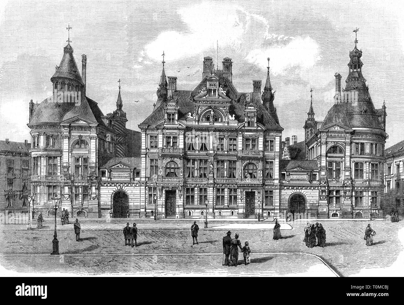 Géographie / voyages, Belgique, Anvers, bâtiments, Banque Nationale de Belgique, vue extérieure, gravure sur bois, 1885, l'artiste n'a pas d'auteur pour être effacé Banque D'Images