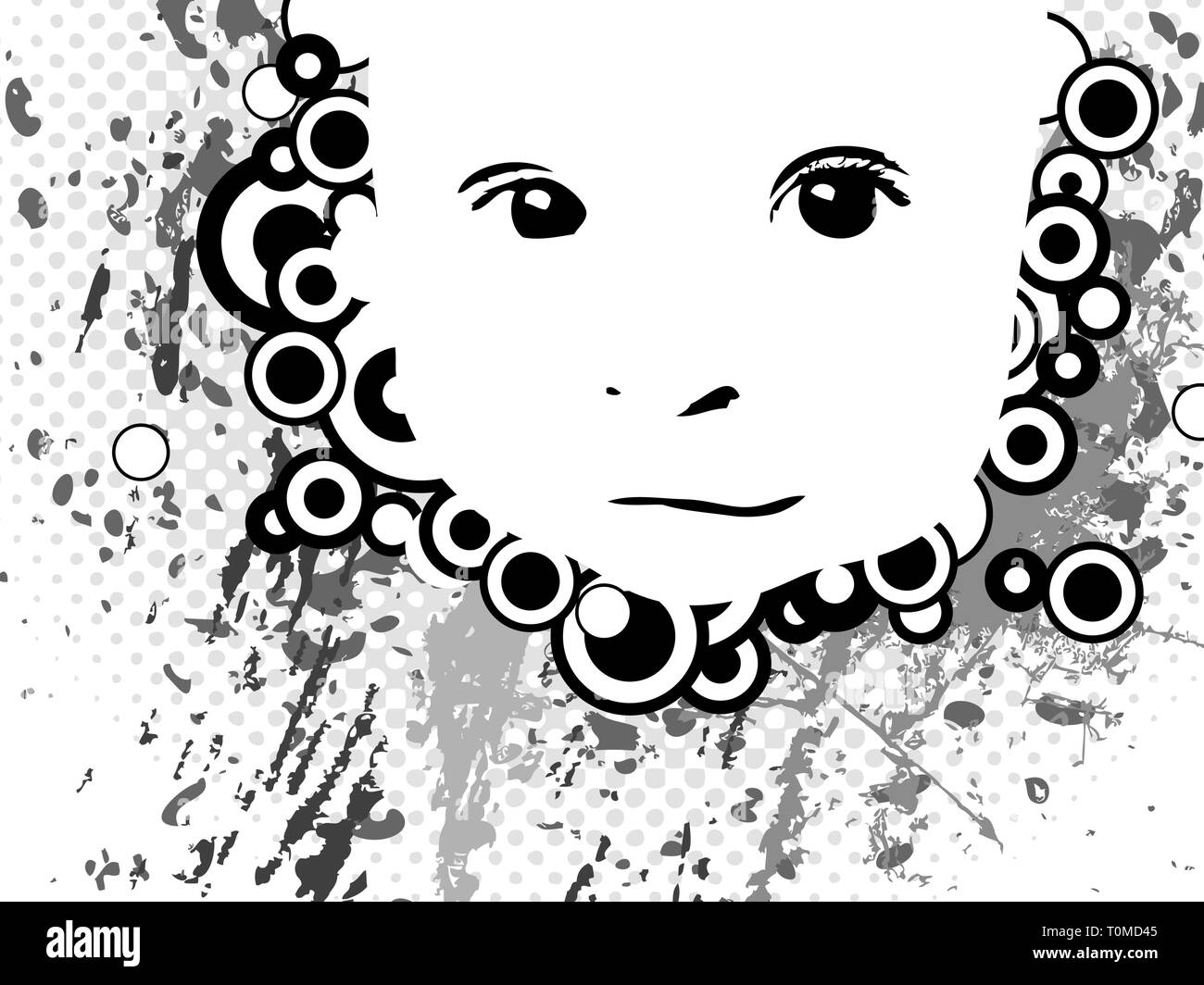Visage D Un Petit Enfant Noir Et Blanc Dessin Abstrait Image Vectorielle Stock Alamy