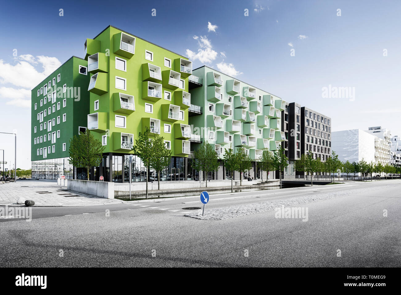 Plejecenter Ørestad, Moderne appartement maison, par JJW architectes, Oerestad district, Amager, Copenhague, Danemark Banque D'Images
