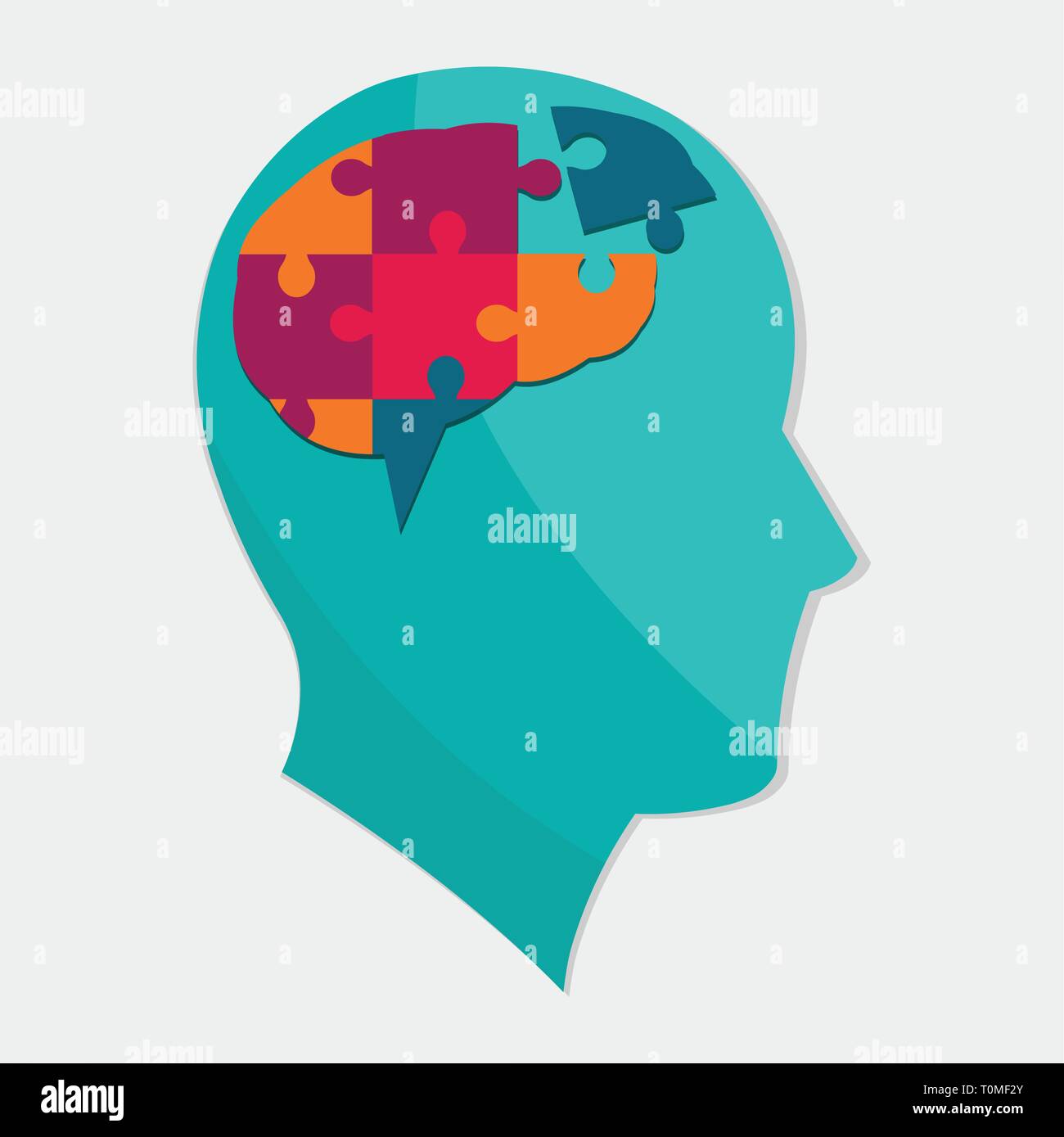 L'homme silhouette aux cerveau puzzle pour l'autisme jour concept vector illustration Illustration de Vecteur