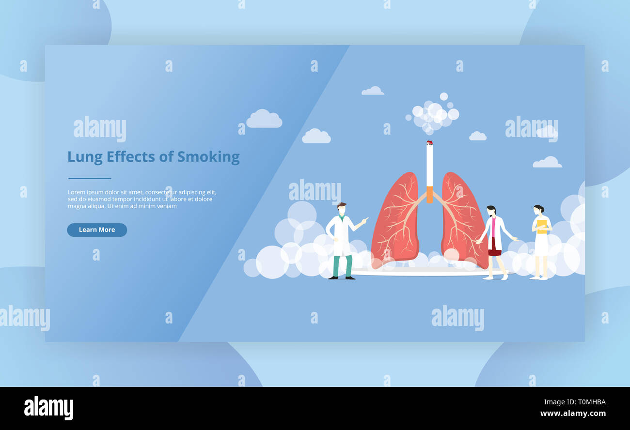 La fumée de cigarette poumons concept modèle de site web page design - vector Banque D'Images