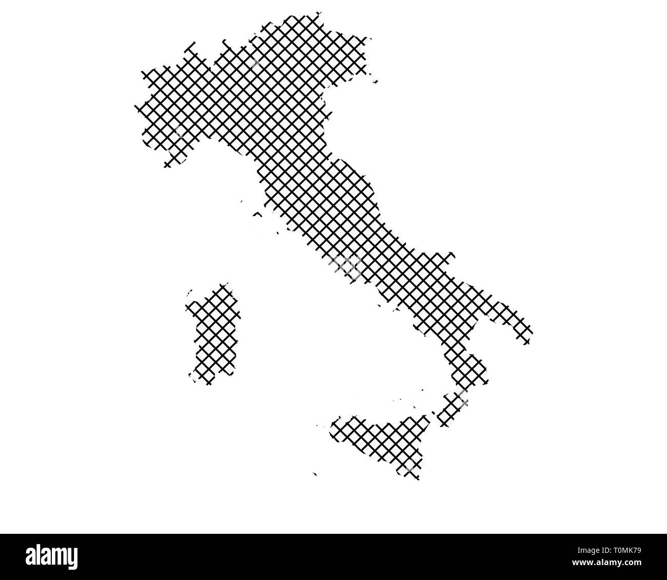 La carte de l'Italie au point de croix simple Photo Stock - Alamy