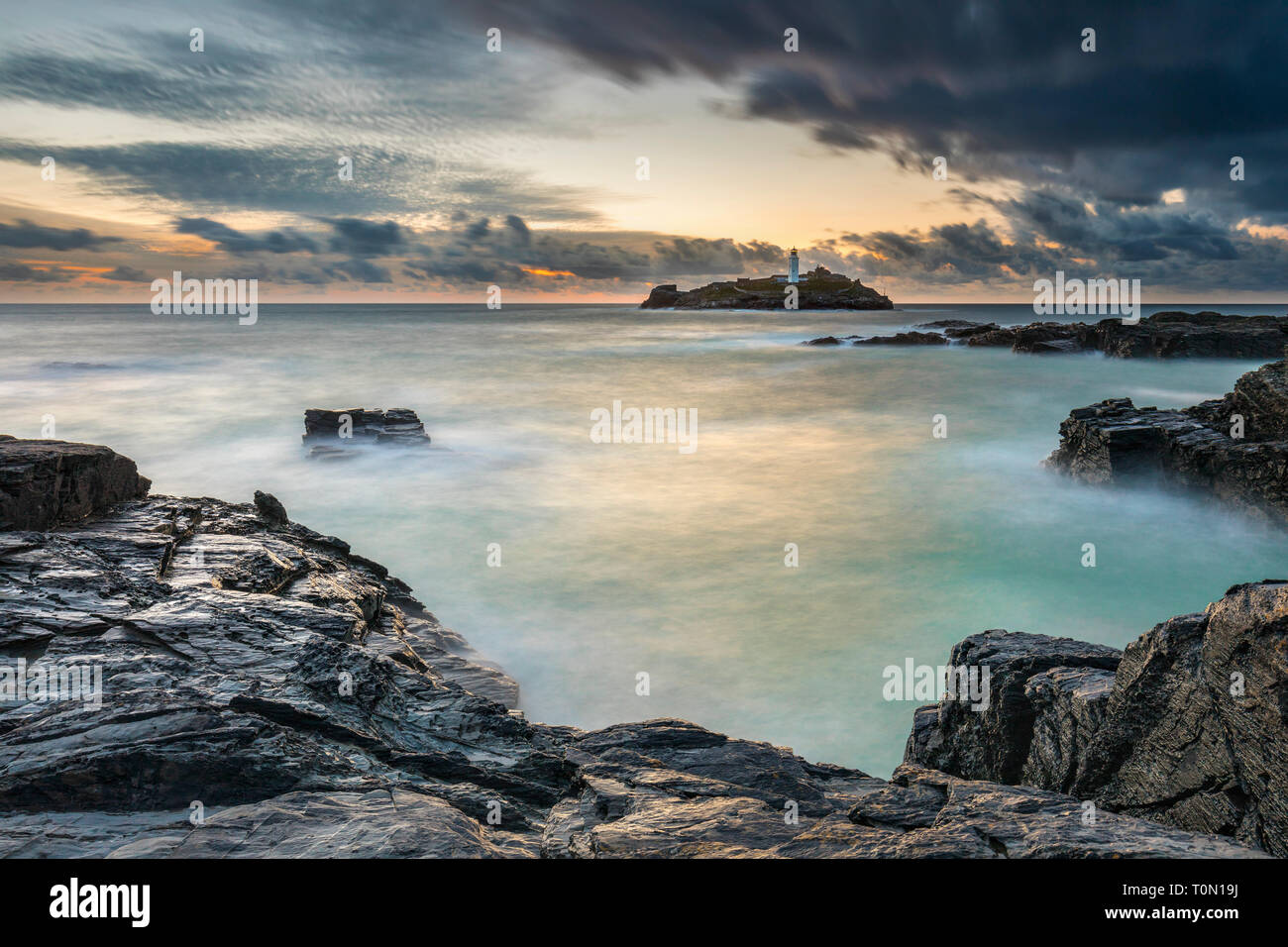 Le phare de Godrevy, Cornwall, UK ; Banque D'Images