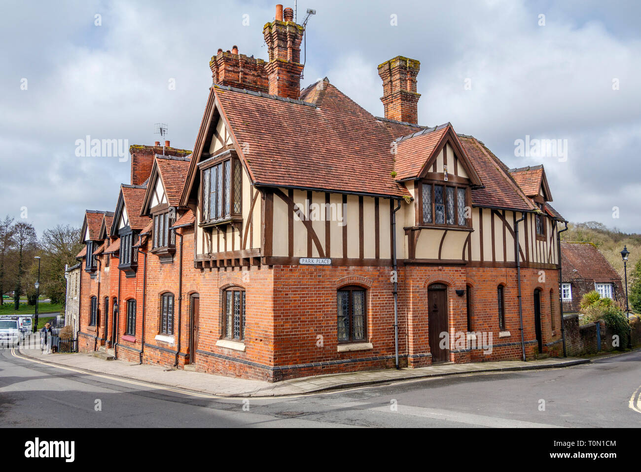 Cadre bois et brique bâtiment historique de Park Place dans Arundel, West Sussex, UK. Banque D'Images