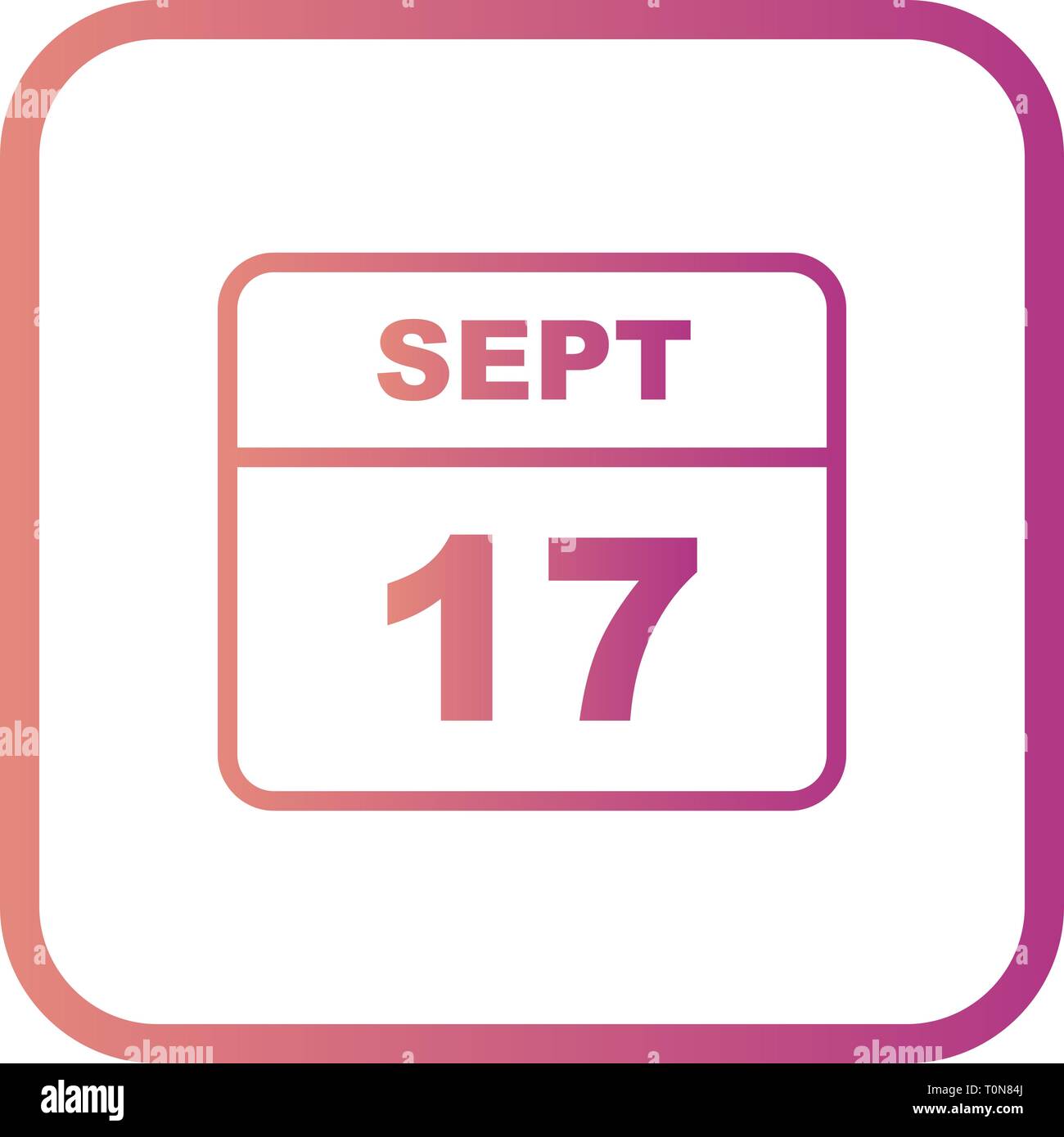 Date du 17 septembre sur un seul jour calendrier Photo Stock - Alamy