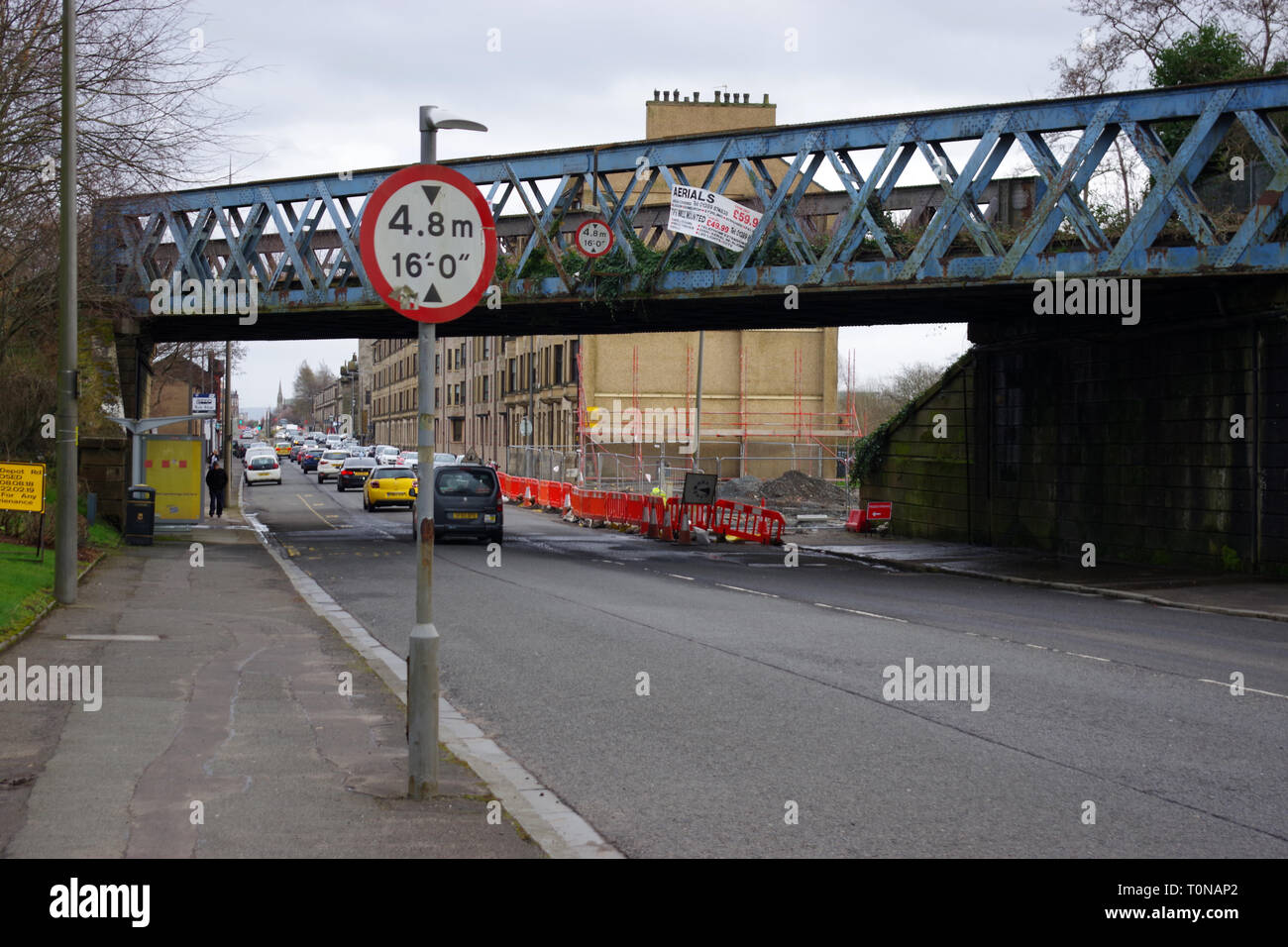 Traversée de pont de chemin de fer désaffectée en route de Dumbarton. Clydebank A l'origine, la ligne Riverside Banque D'Images